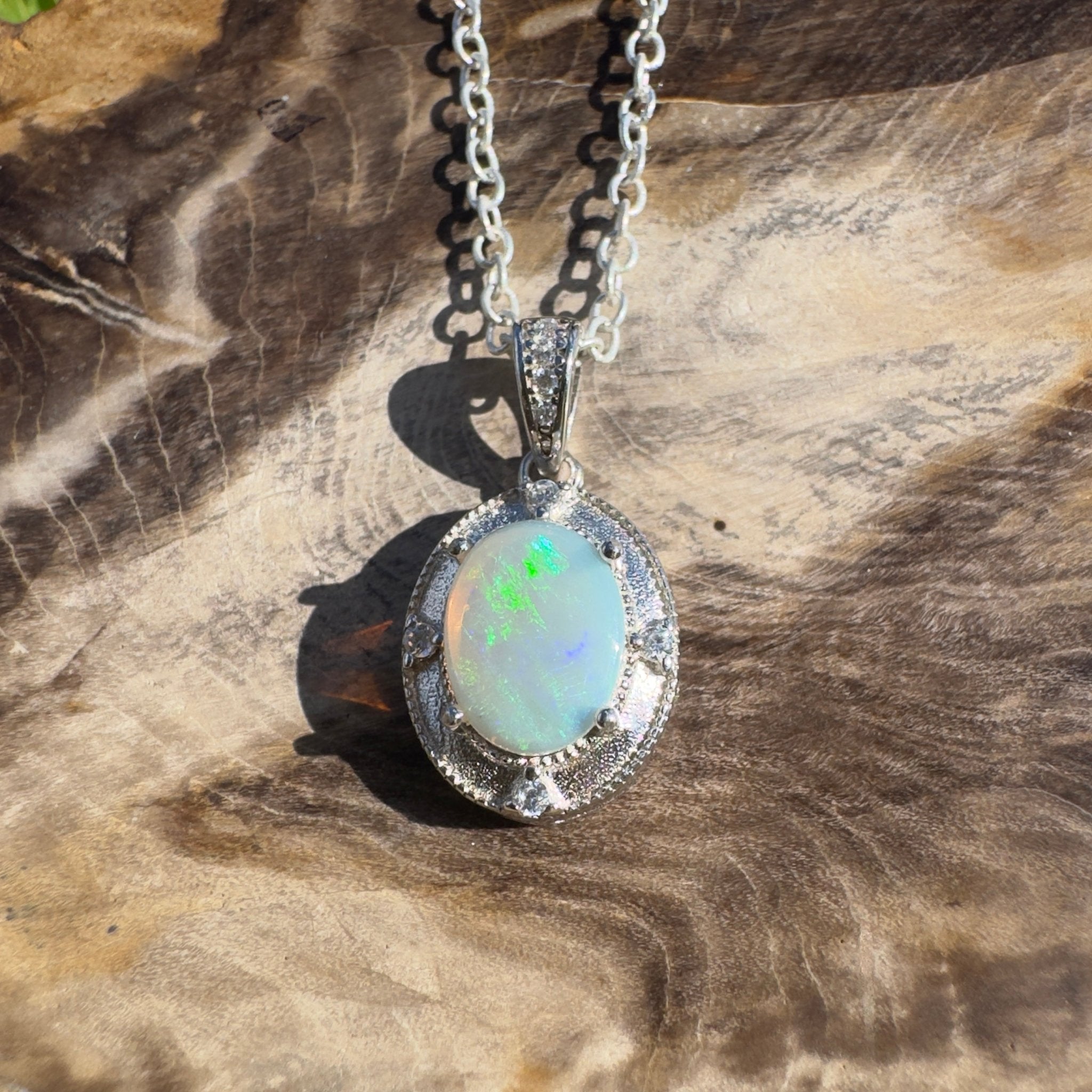 1.1ct Coober Pedy Opal Pendant Necklace ~ 'Gondwana Canopy' | 925 Sterling Silver | Solid Australian Opal