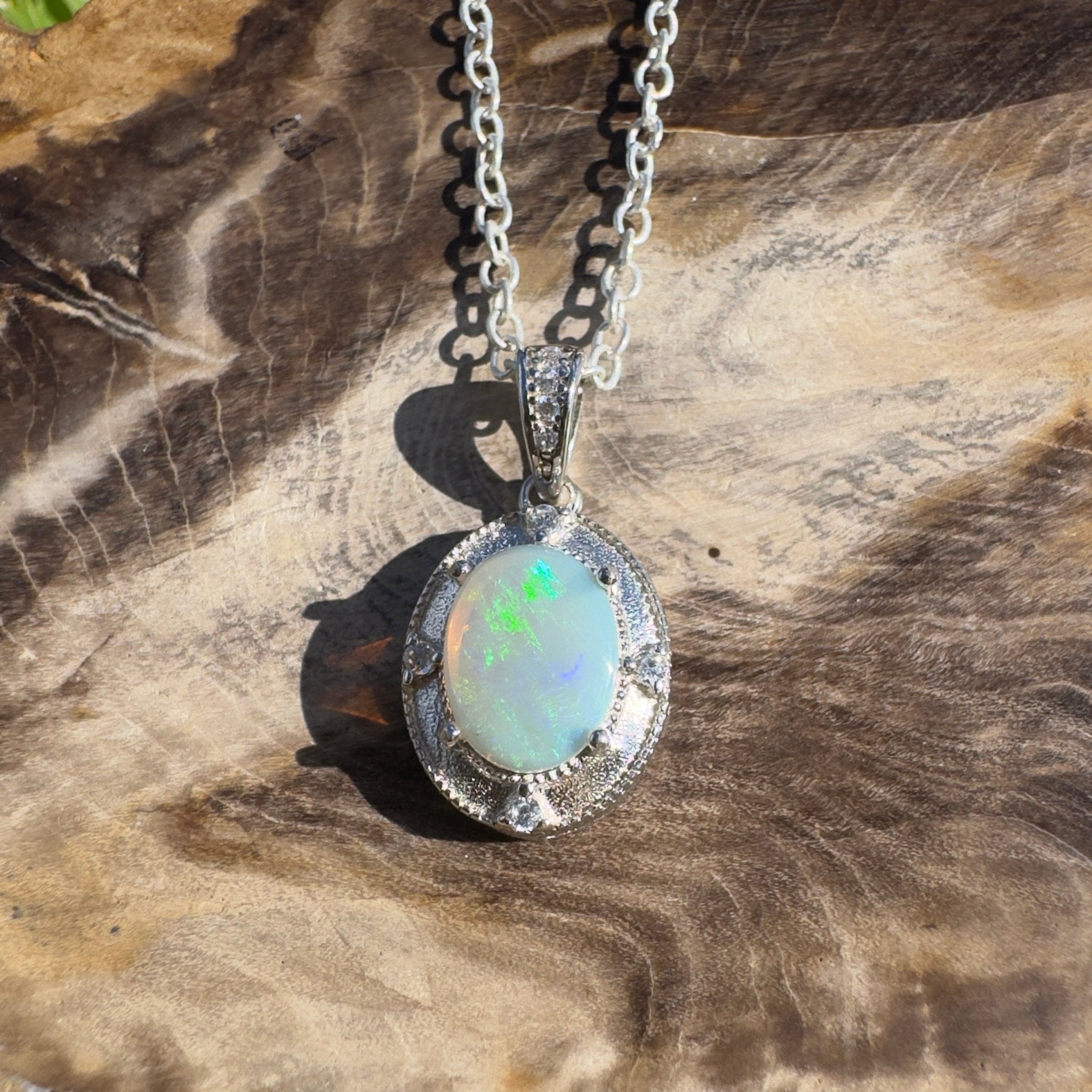 1.1ct Coober Pedy Opal Pendant Necklace ~ 'Gondwana Canopy' | 925 Sterling Silver | Solid Australian Opal