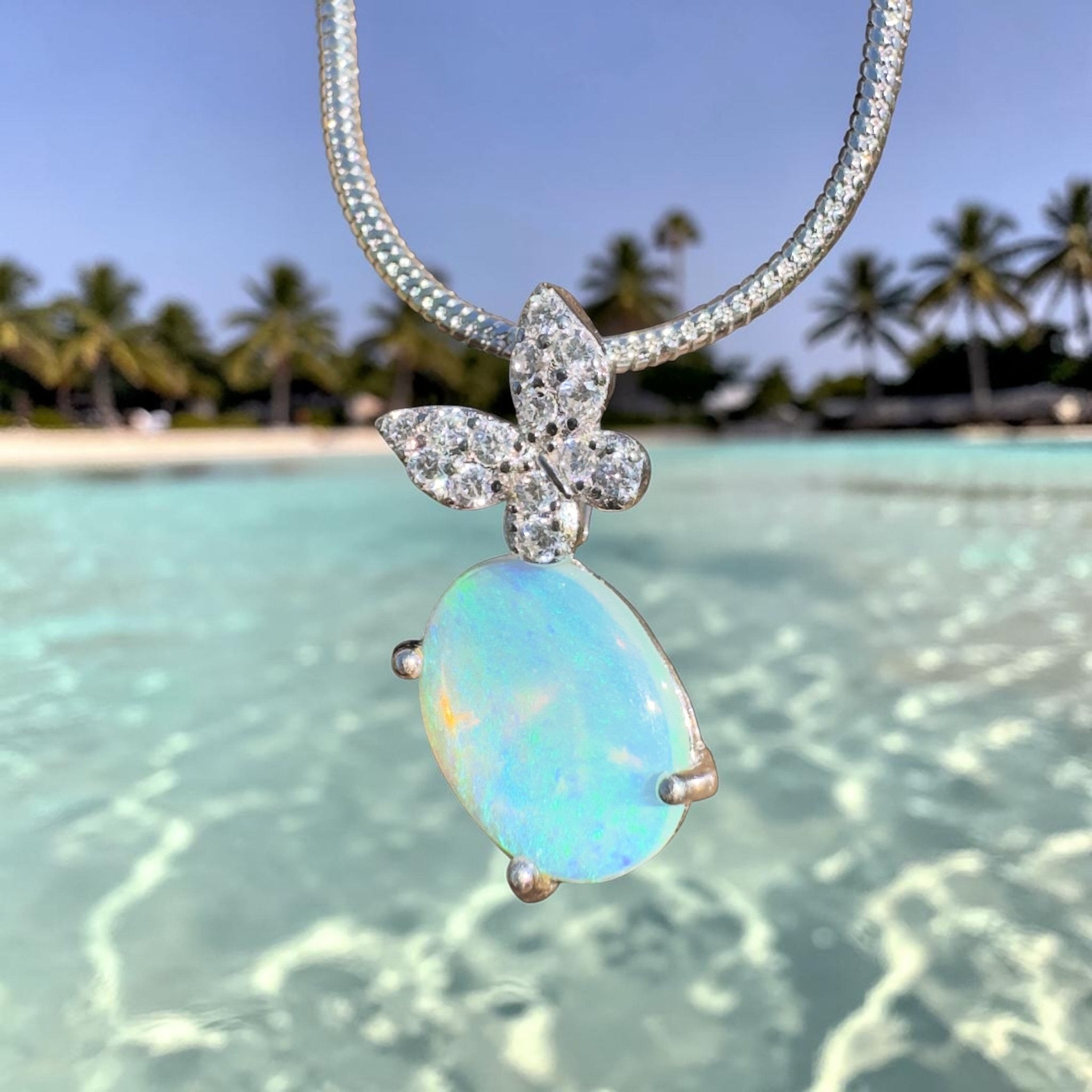 1.1ct Coober Pedy Opal Pendant Necklace ~ 'Goolwa Flutter~' | 925 Sterling Silver | Solid Australian Opal