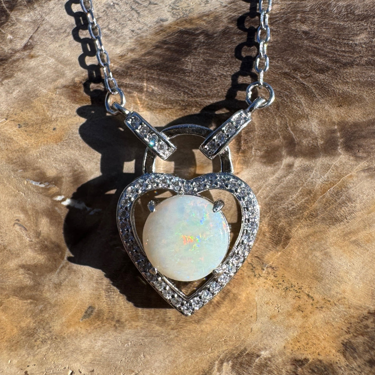 1.1ct Coober Pedy Opal Pendant Necklace ~ 'Jindabyne Spectrum' | 925 Sterling Silver | Solid Australian Opal