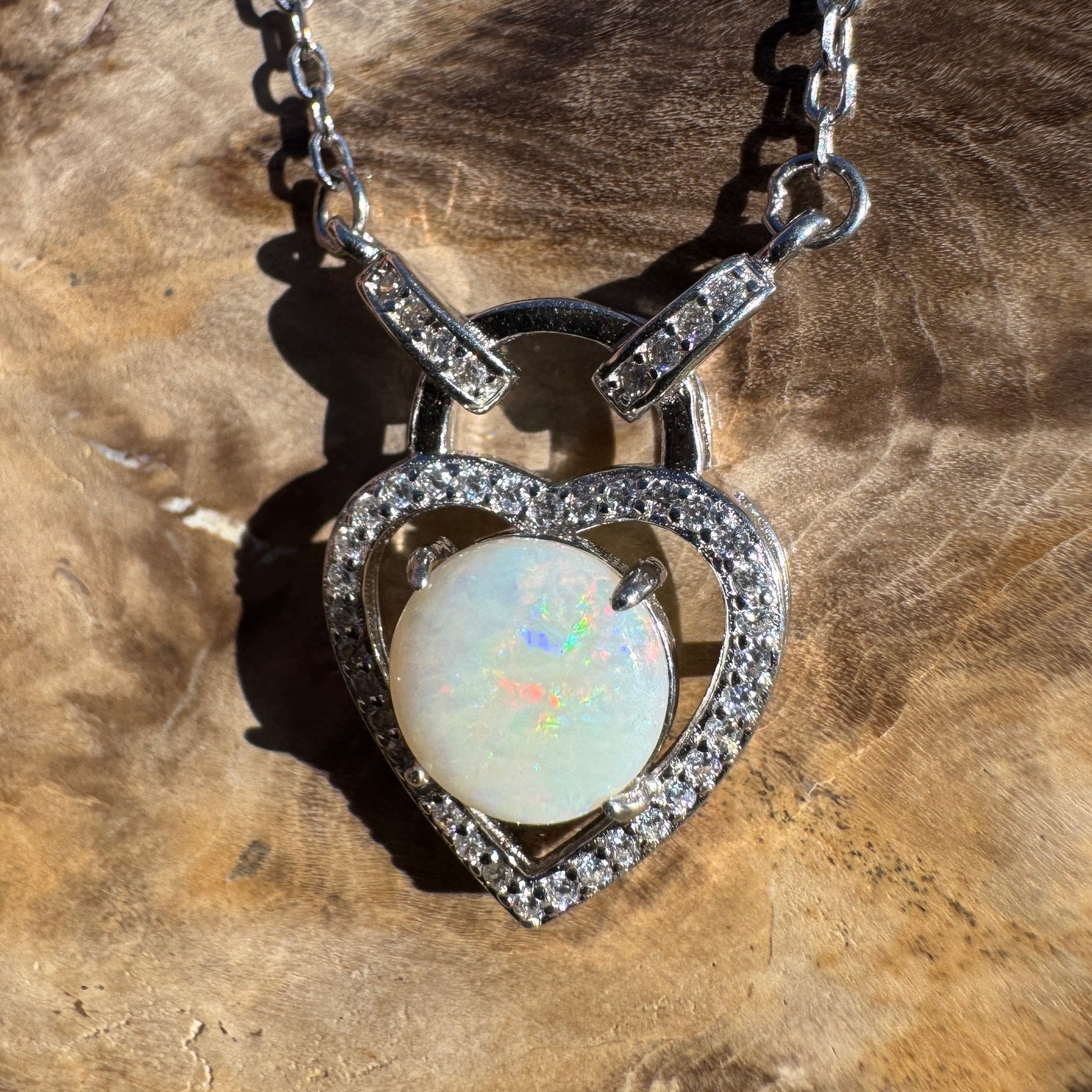 1.1ct Coober Pedy Opal Pendant Necklace ~ 'Jindabyne Spectrum' | 925 Sterling Silver | Solid Australian Opal