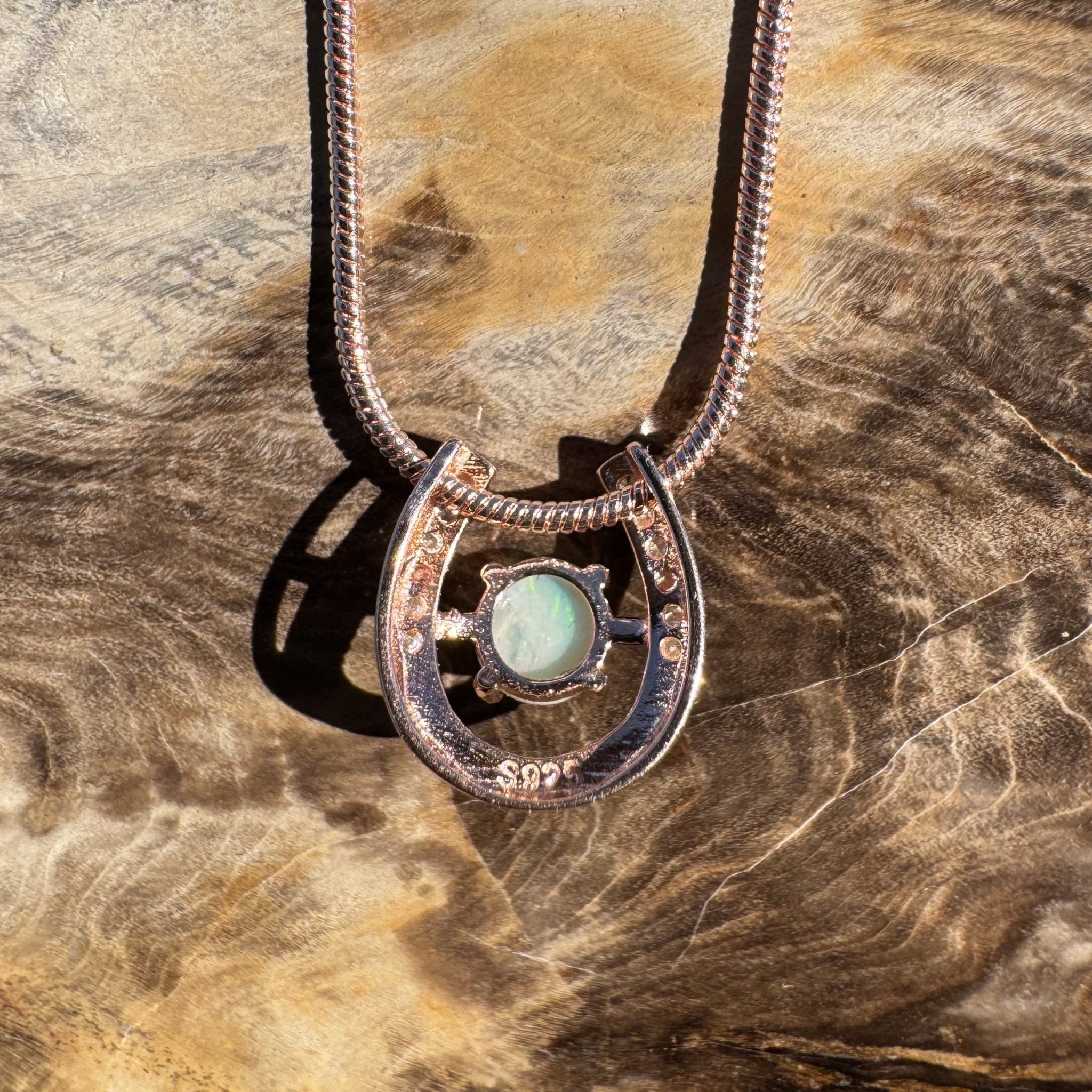 1.1ct Coober Pedy Opal Pendant Necklace ~ 'Kanku Green' | Rose Gold Coated 925 Silver | Solid Australian Opal