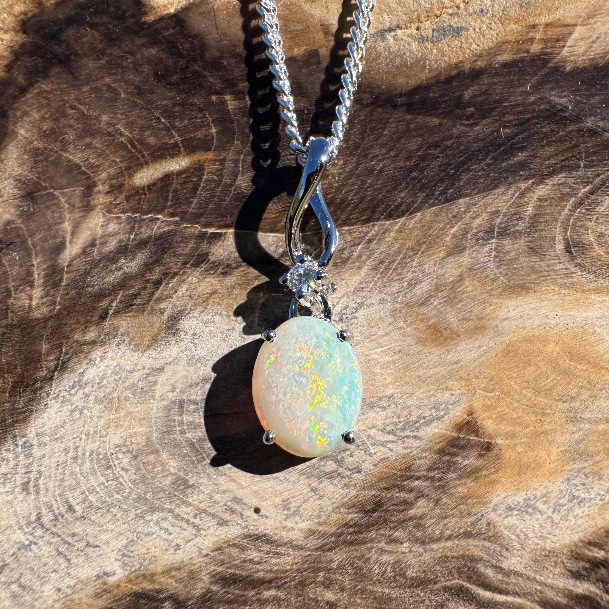 1.1ct Coober Pedy Opal Pendant Necklace ~ 'Kata Tjuta Spectrum' | 925 Sterling Silver | Solid Australian Opal