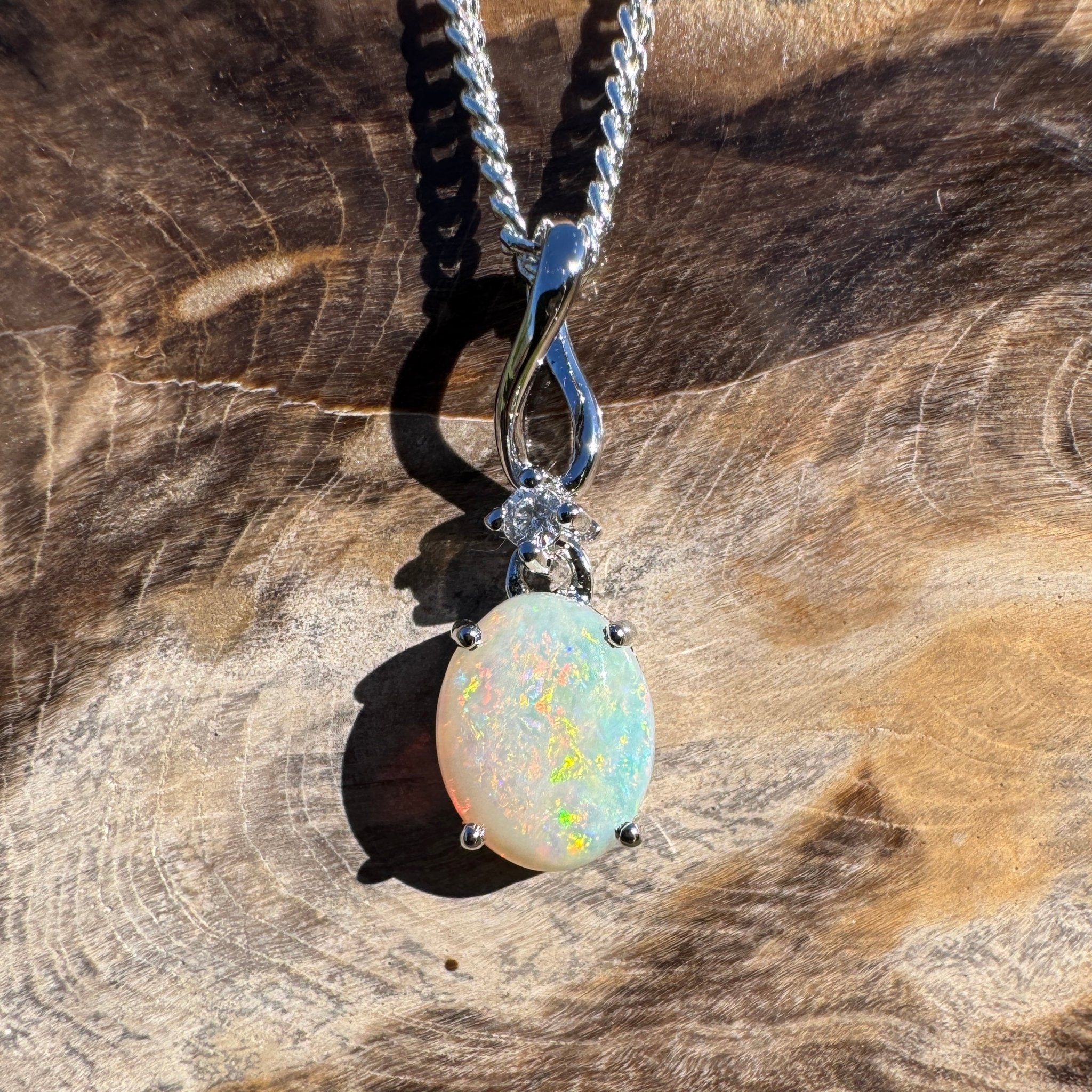 1.1ct Coober Pedy Opal Pendant Necklace ~ 'Kata Tjuta Spectrum' | 925 Sterling Silver | Solid Australian Opal