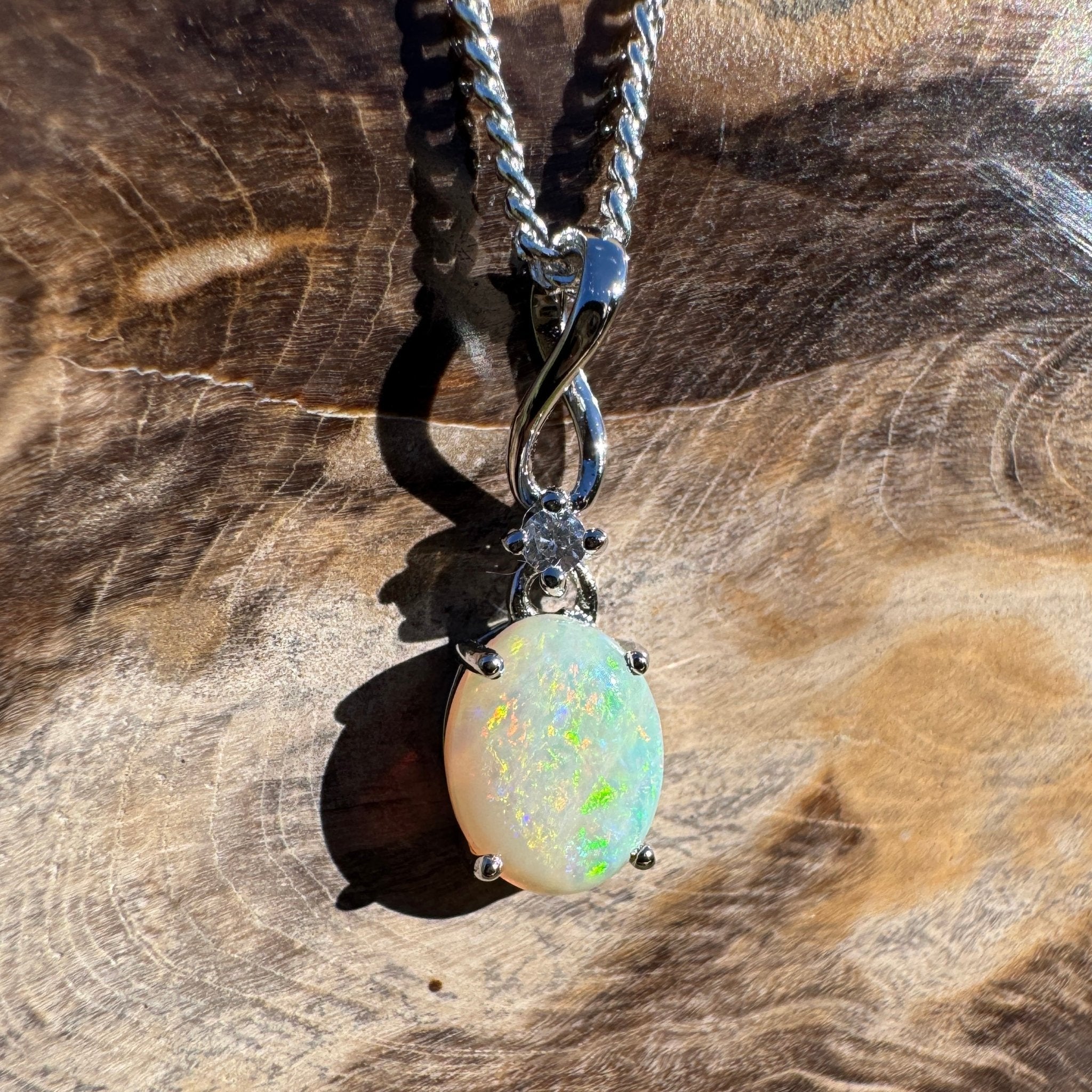 1.1ct Coober Pedy Opal Pendant Necklace ~ 'Kata Tjuta Spectrum' | 925 Sterling Silver | Solid Australian Opal
