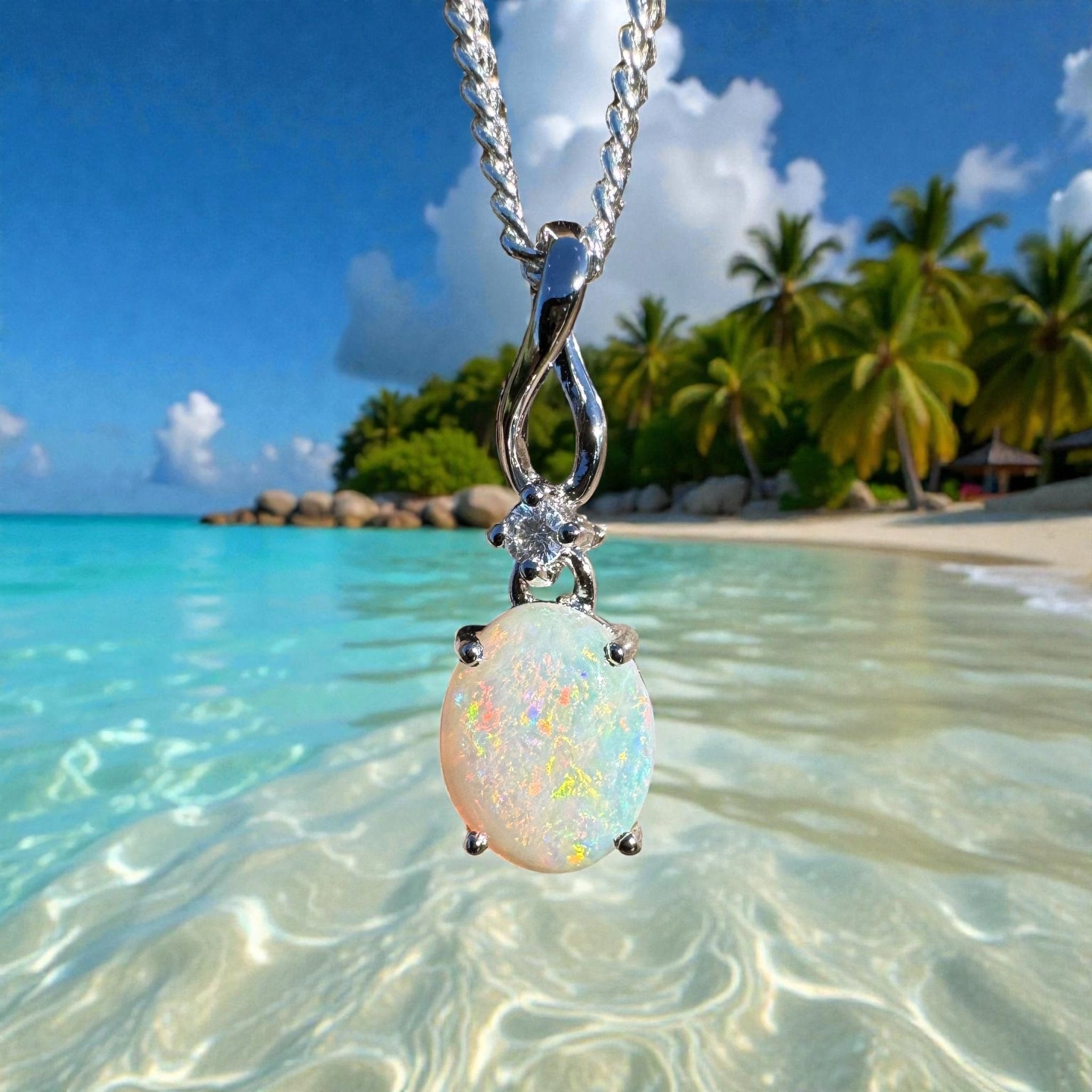 1.1ct Coober Pedy Opal Pendant Necklace ~ 'Kata Tjuta Spectrum' | 925 Sterling Silver | Solid Australian Opal