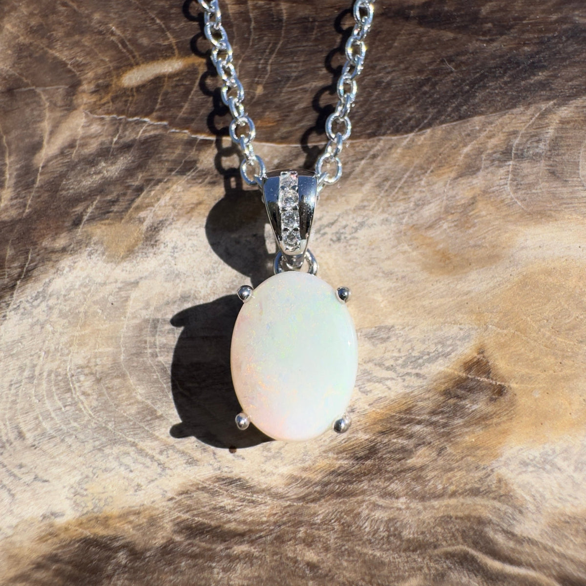 1.1ct Coober Pedy Opal Pendant Necklace ~ 'Kilda Shimmer~' | 925 Sterling Silver | Solid Australian Opal