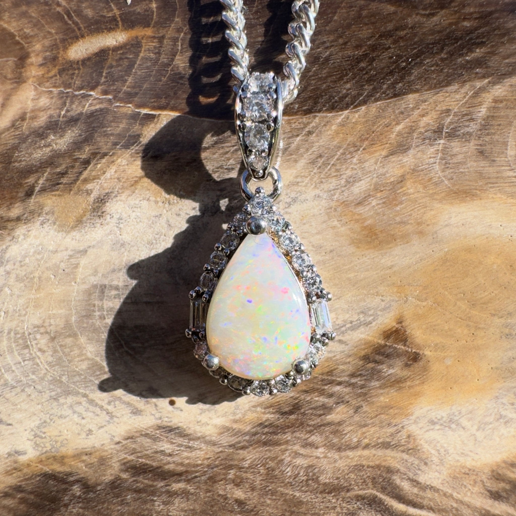 1.1ct Coober Pedy Opal Pendant Necklace ~ 'Nullarbor Prism' | 925 Sterling Silver | Solid Australian Opal