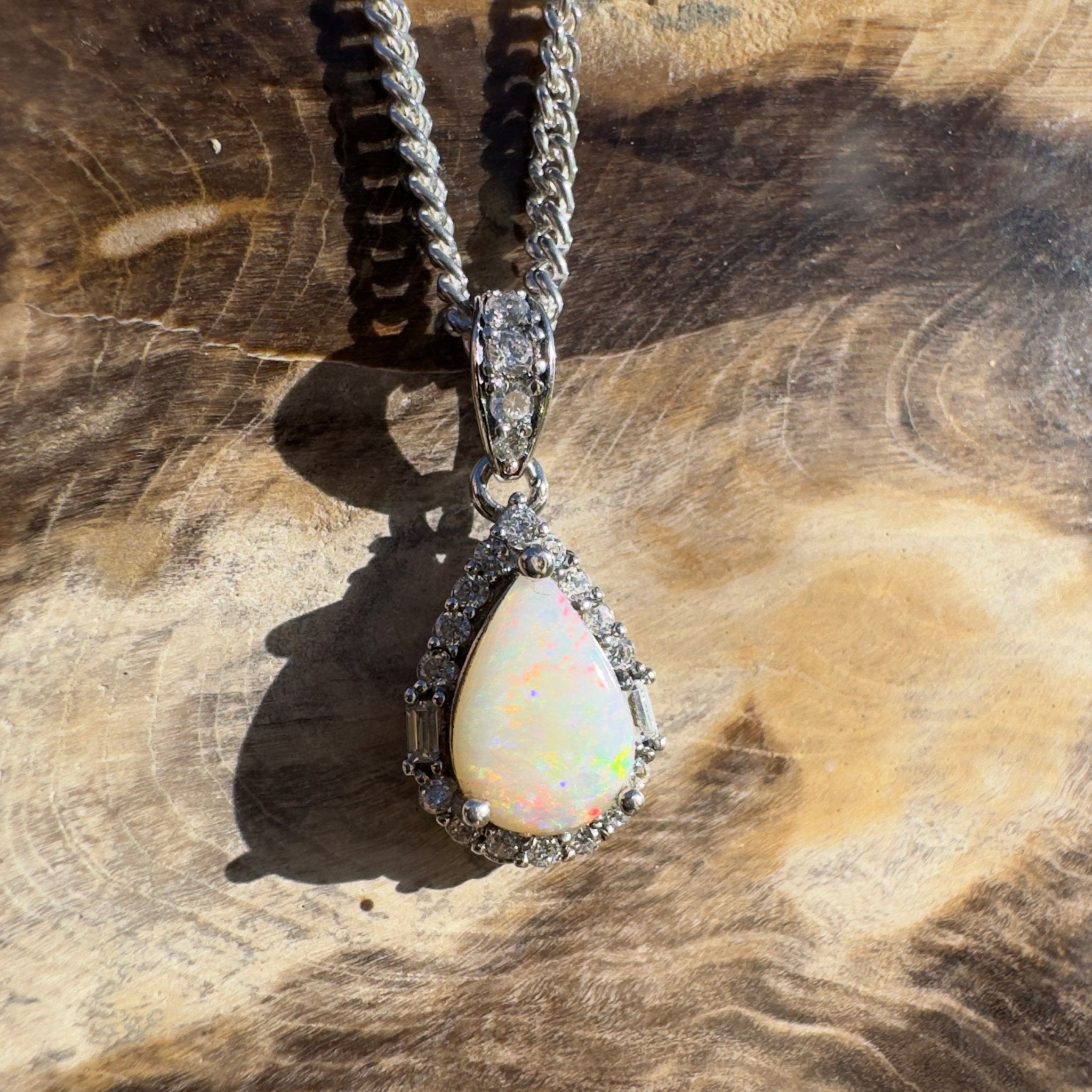 1.1ct Coober Pedy Opal Pendant Necklace ~ 'Nullarbor Prism' | 925 Sterling Silver | Solid Australian Opal