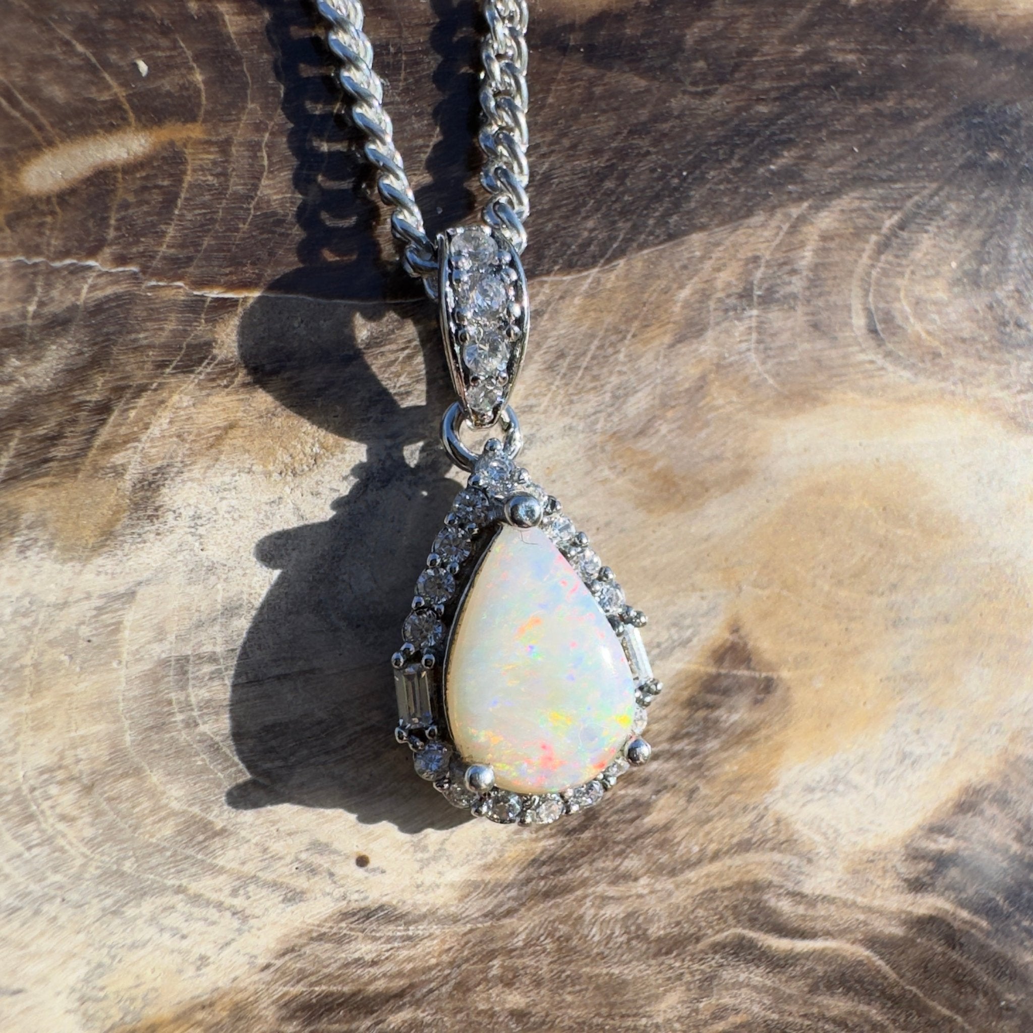 1.1ct Coober Pedy Opal Pendant Necklace ~ 'Nullarbor Prism' | 925 Sterling Silver | Solid Australian Opal