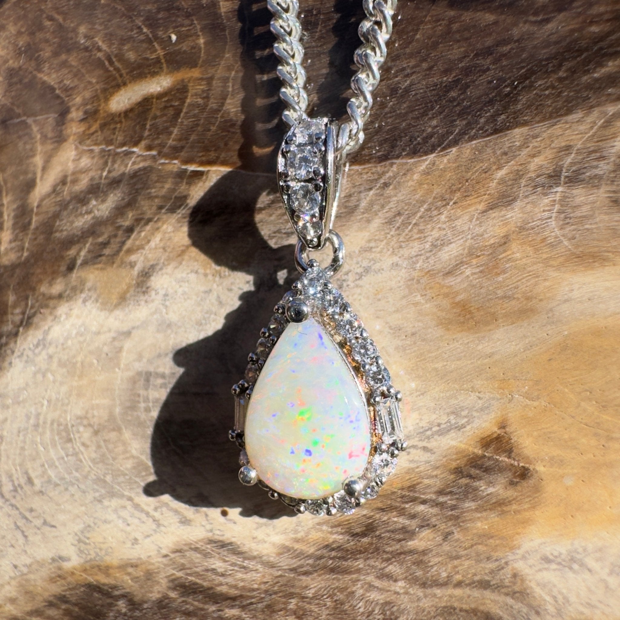 1.1ct Coober Pedy Opal Pendant Necklace ~ 'Nullarbor Prism' | 925 Sterling Silver | Solid Australian Opal