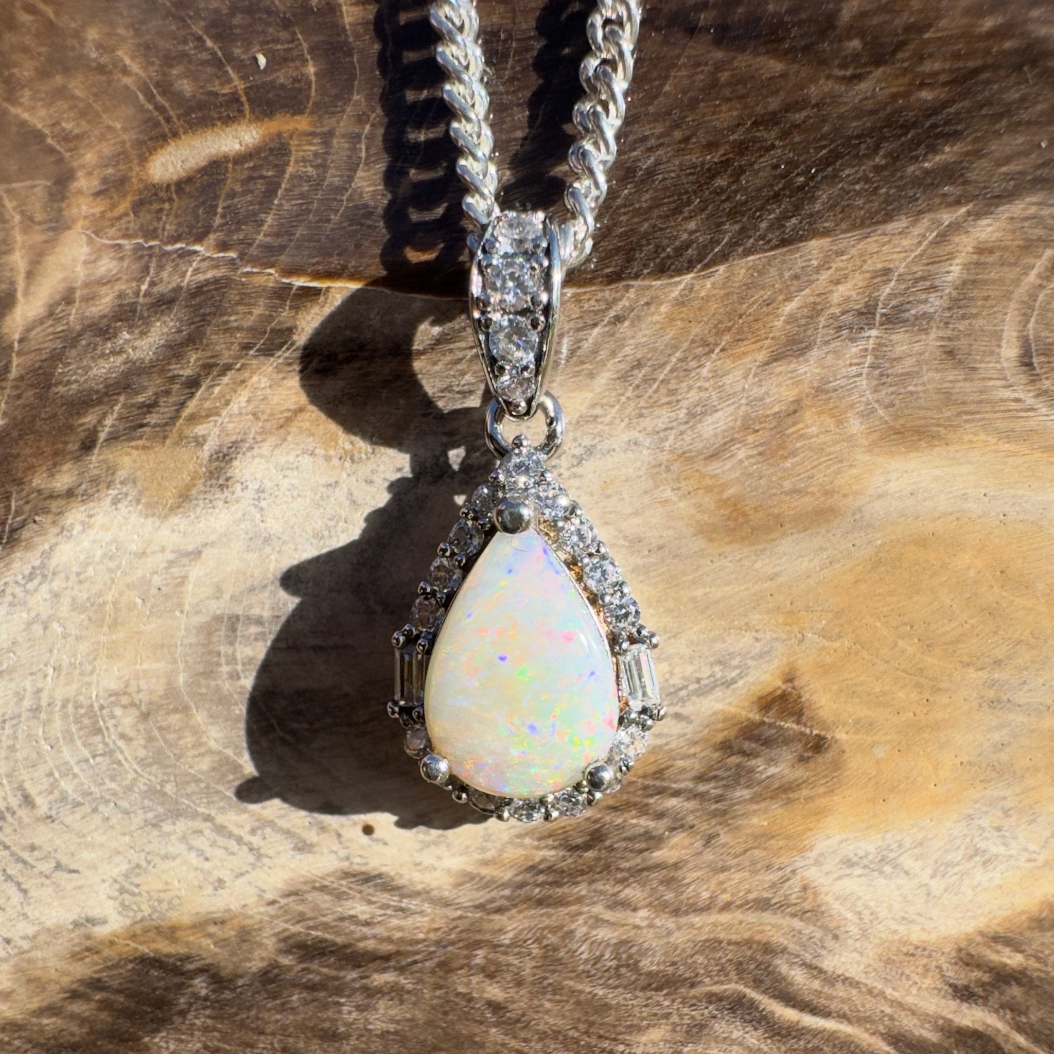 1.1ct Coober Pedy Opal Pendant Necklace ~ 'Nullarbor Prism' | 925 Sterling Silver | Solid Australian Opal