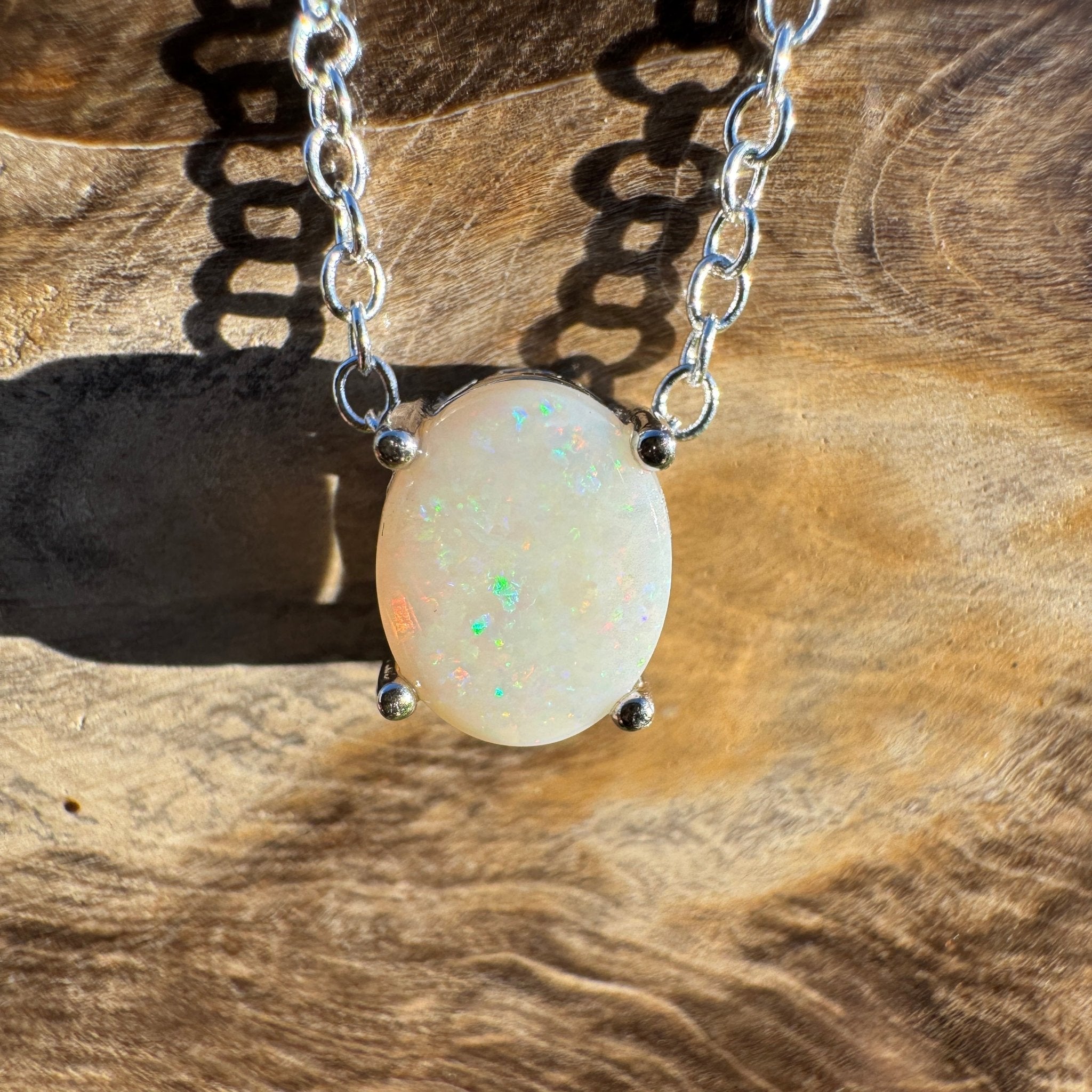 1.1ct Coober Pedy Opal Pendant Necklace ~ 'Ocean Grove Opal~' | 925 Sterling Silver | Solid Australian Opal
