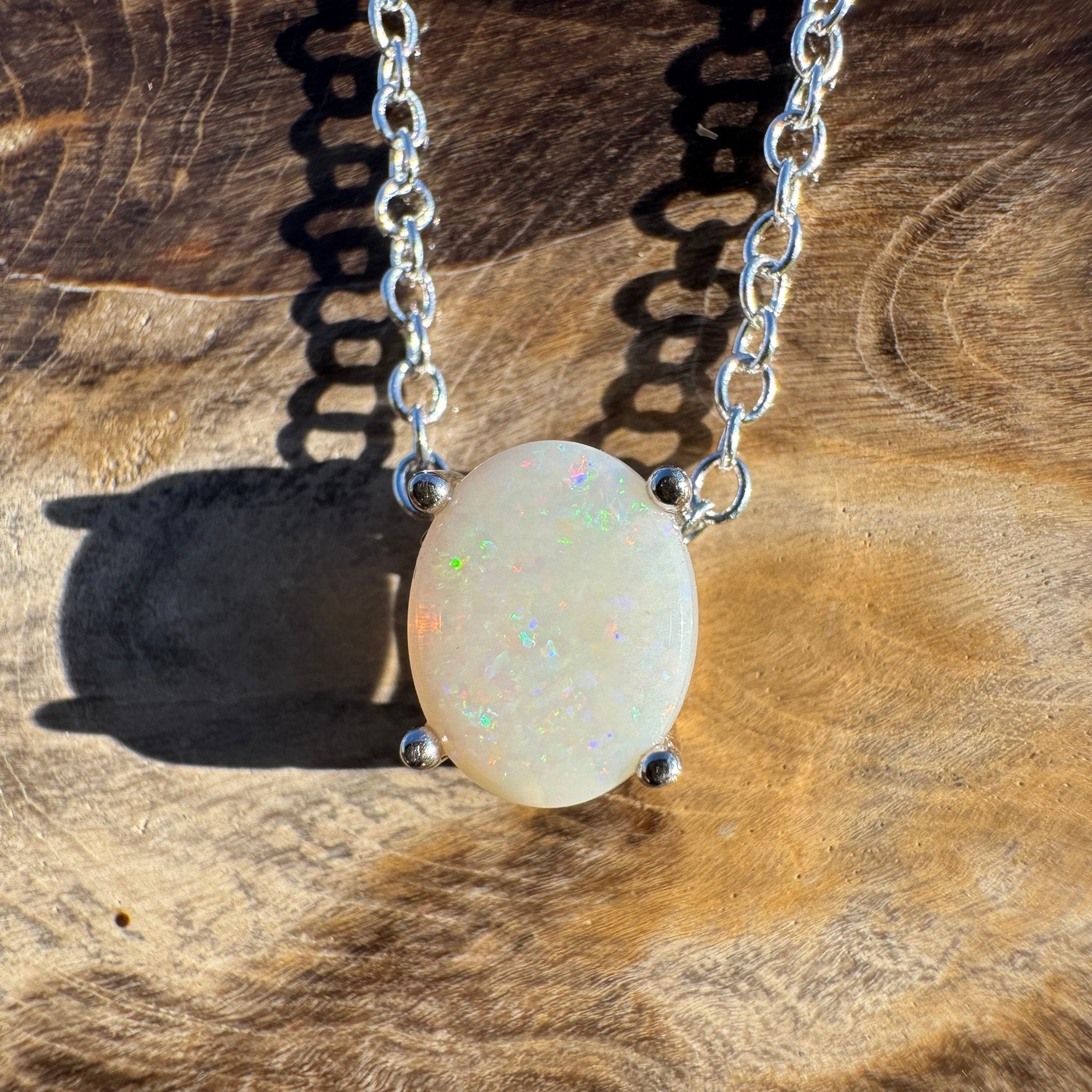 1.1ct Coober Pedy Opal Pendant Necklace ~ 'Ocean Grove Opal~' | 925 Sterling Silver | Solid Australian Opal