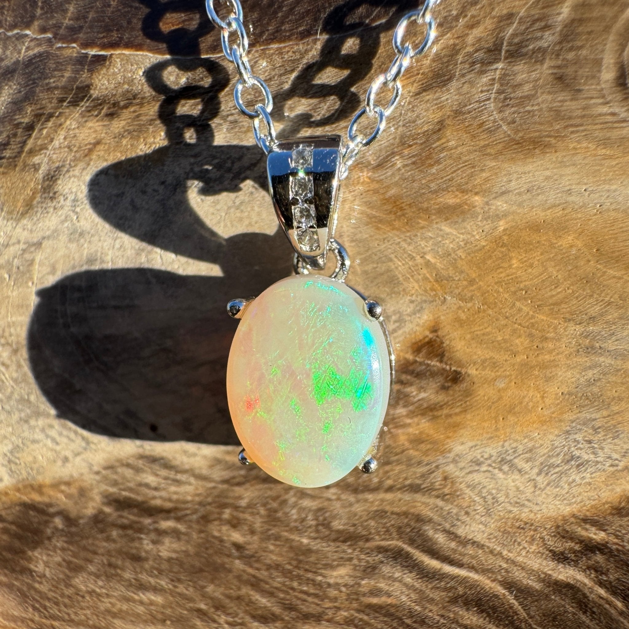 1.1ct Coober Pedy Opal Pendant Necklace ~ 'Turquoise Bay Twinkle ~' | 925 Sterling Silver | Solid Australian Opal