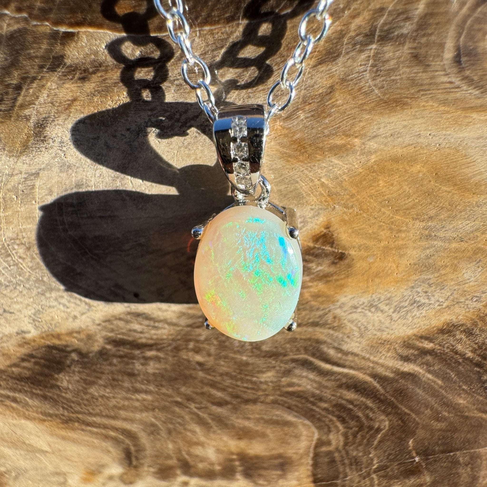1.1ct Coober Pedy Opal Pendant Necklace ~ 'Turquoise Bay Twinkle ~' | 925 Sterling Silver | Solid Australian Opal