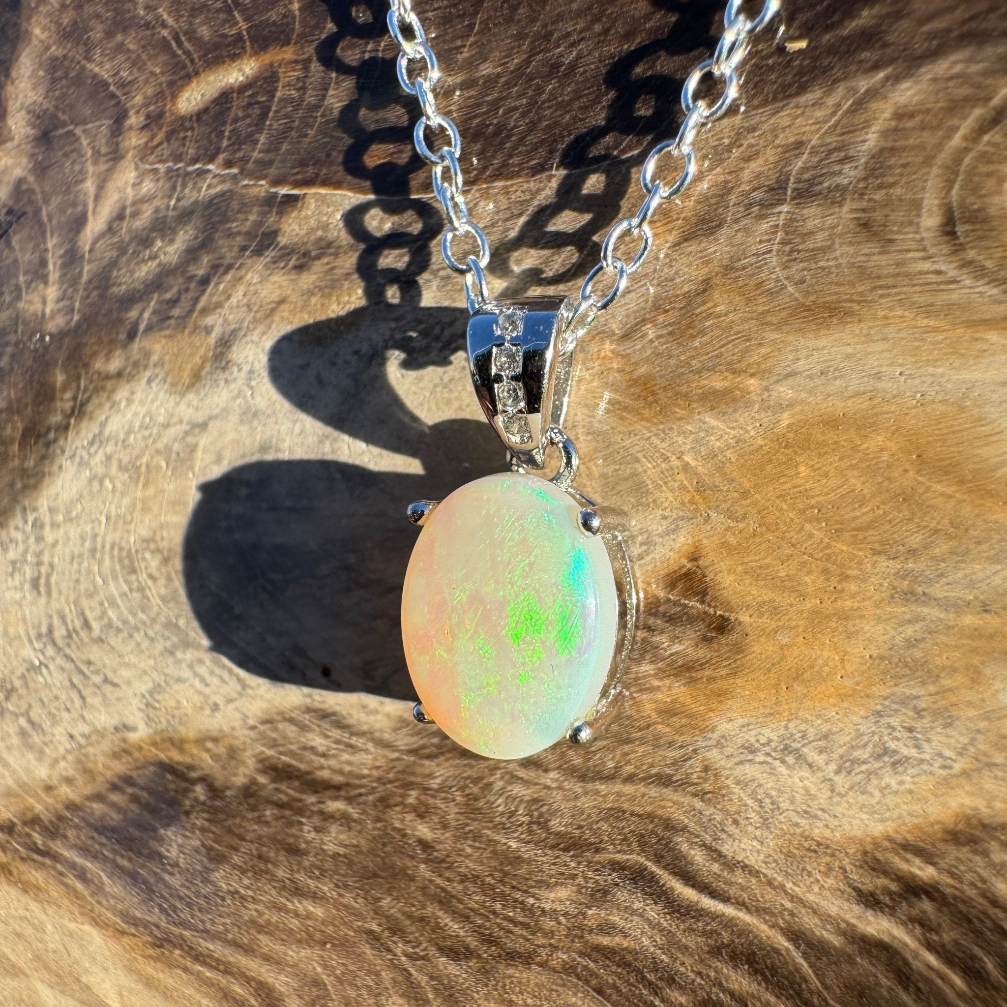 1.1ct Coober Pedy Opal Pendant Necklace ~ 'Turquoise Bay Twinkle ~' | 925 Sterling Silver | Solid Australian Opal