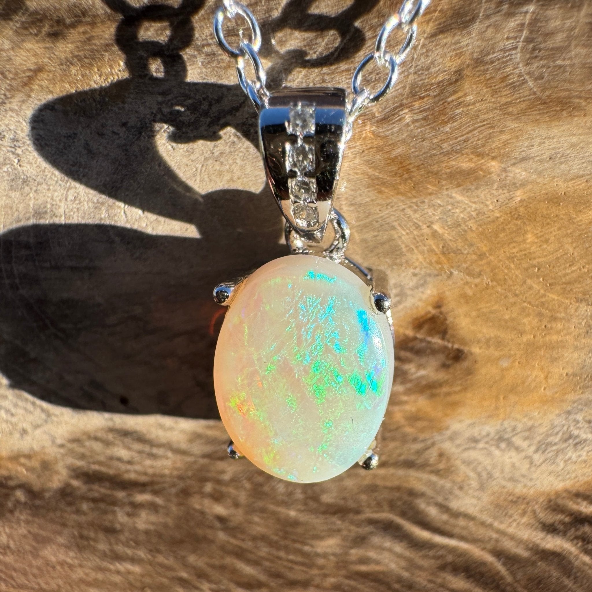 1.1ct Coober Pedy Opal Pendant Necklace ~ 'Turquoise Bay Twinkle ~' | 925 Sterling Silver | Solid Australian Opal
