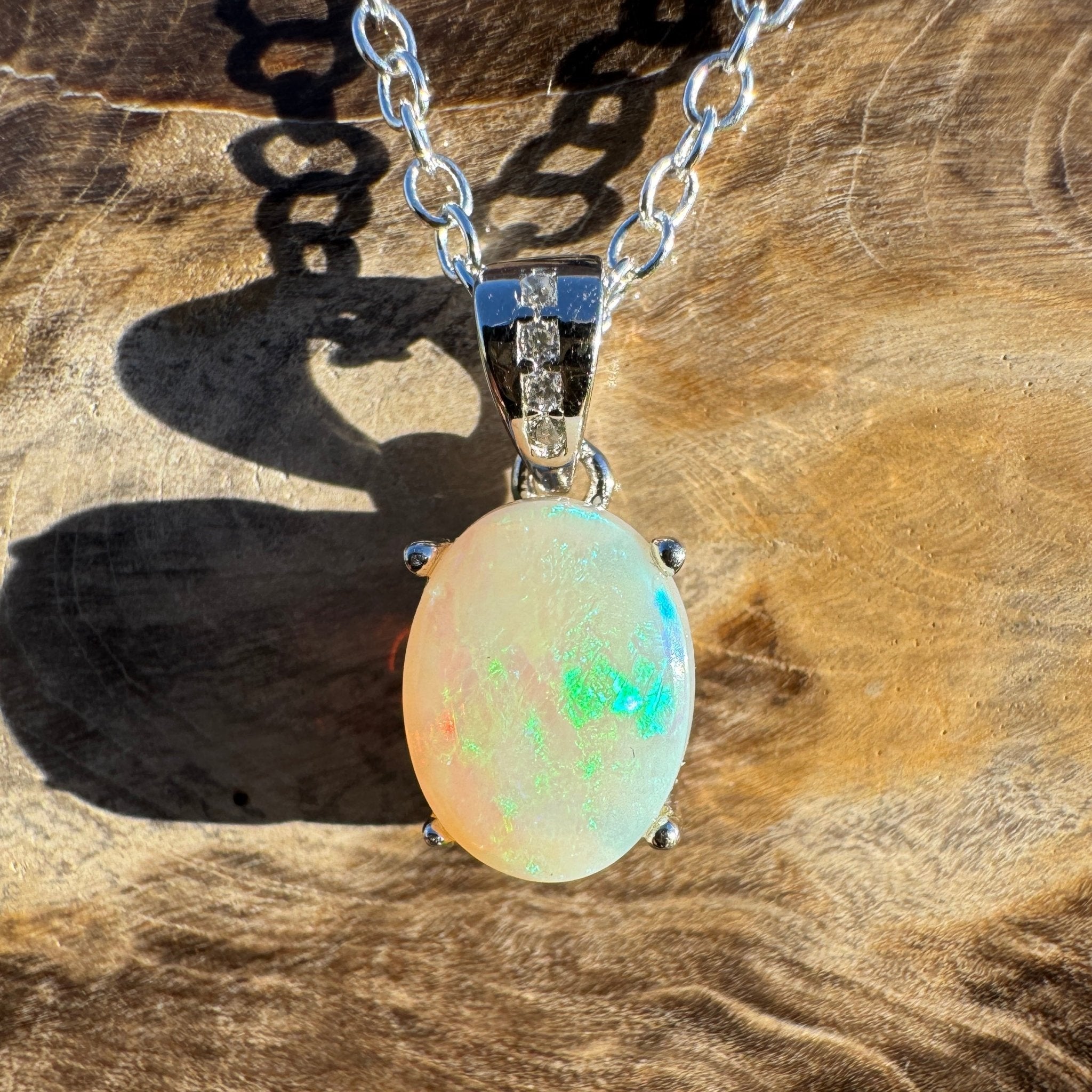 1.1ct Coober Pedy Opal Pendant Necklace ~ 'Turquoise Bay Twinkle ~' | 925 Sterling Silver | Solid Australian Opal