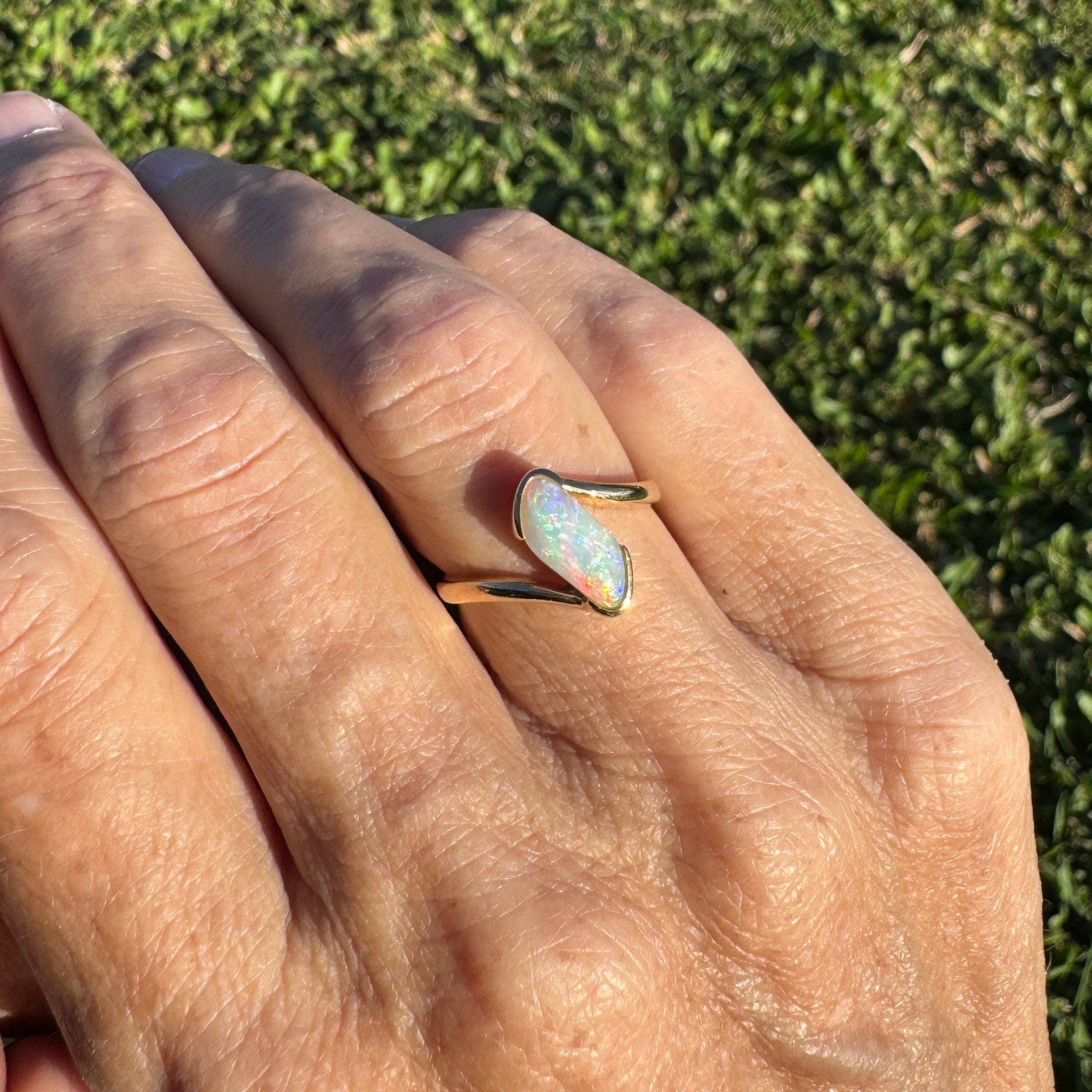 1.1ct Coober Pedy Opal Ring ~ 'Coober Pedy Luminary' | 14ct Yellow Gold | Solid Australian Opal