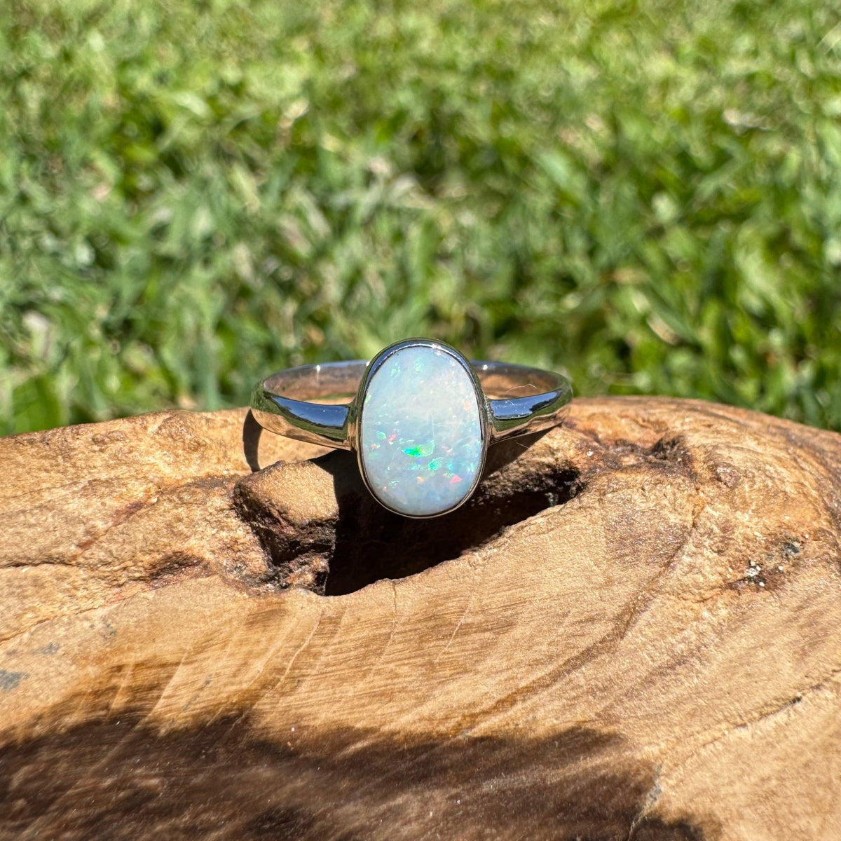 1.1ct Coober Pedy Opal Ring ~ 'Denmark Blue' | 925 Sterling Silver | Solid Australian Opal