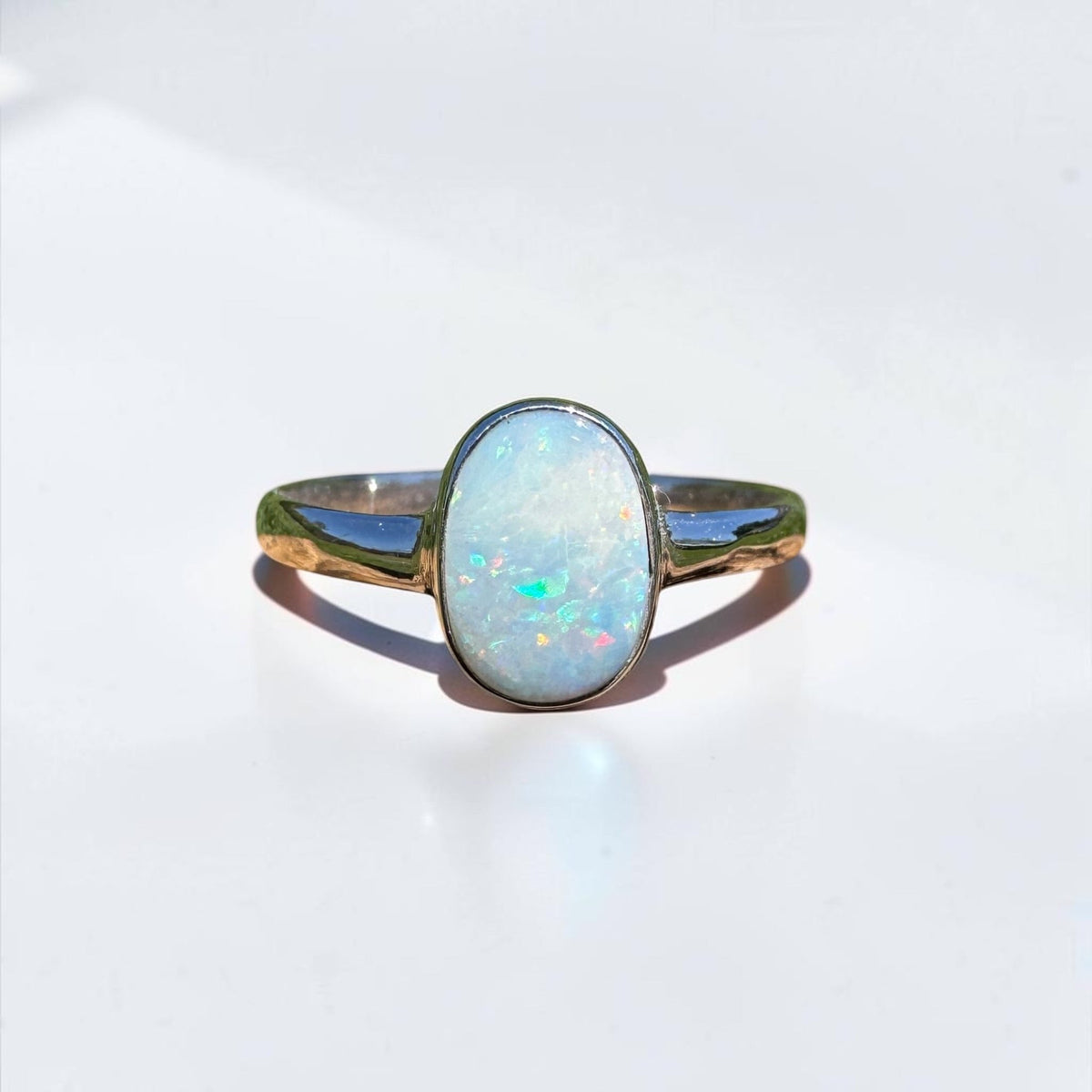 1.1ct Coober Pedy Opal Ring ~ 'Denmark Blue' | 925 Sterling Silver | Solid Australian Opal