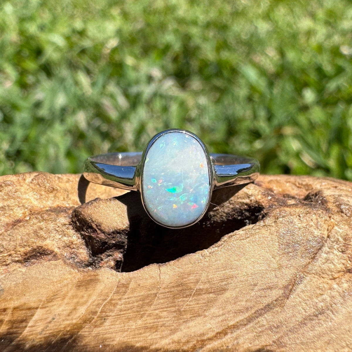 1.1ct Coober Pedy Opal Ring ~ 'Denmark Blue' | 925 Sterling Silver | Solid Australian Opal