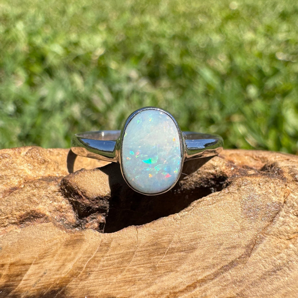 1.1ct Coober Pedy Opal Ring ~ 'Denmark Blue' | 925 Sterling Silver | Solid Australian Opal