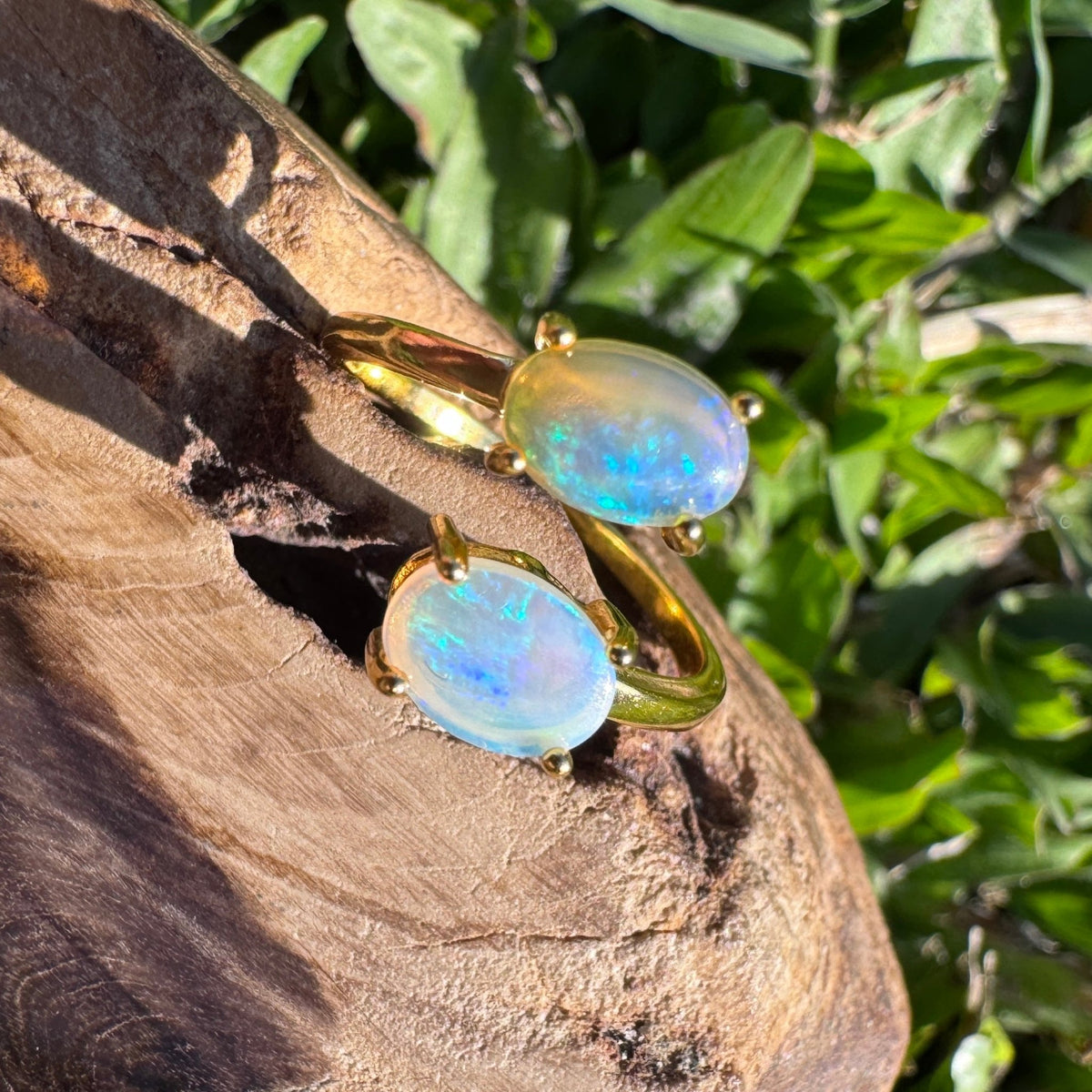 1.1ct Lightning Ridge Crystal Opal Ring ~ 'Mount Morgan Twin Gold' | Yellow Gold Coated 925 Sterling Silver | Solid Australian Opal