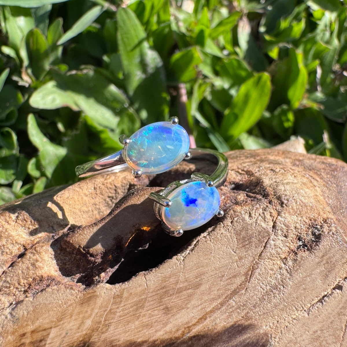 1.1ct Lightning Ridge Crystal Opal Ring ~ 'Twofold Bay Blues' | 925 Sterling Silver | Solid Australian Opal