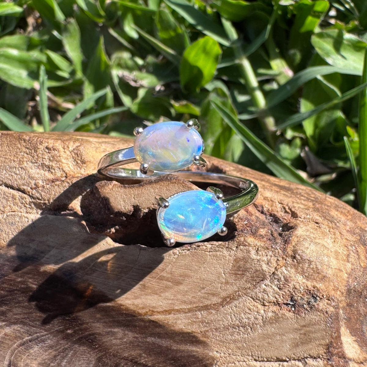 1.1ct Lightning Ridge Crystal Opal Ring ~ 'Twofold Bay Blues' | 925 Sterling Silver | Solid Australian Opal