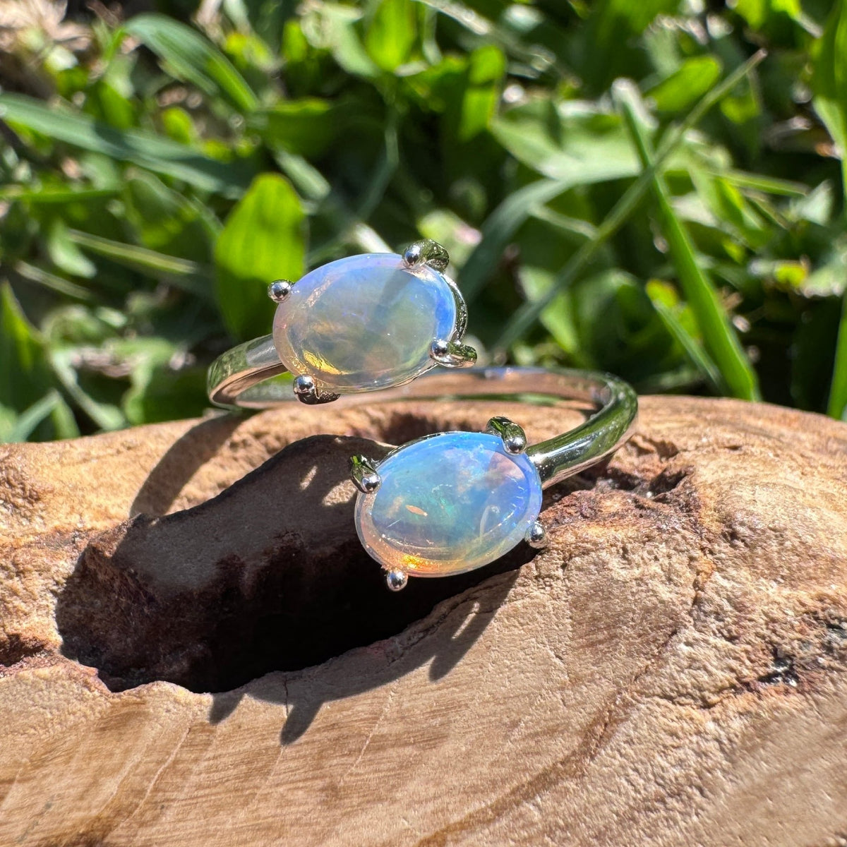 1.1ct Lightning Ridge Crystal Opal Ring ~ 'Twofold Bay Blues' | 925 Sterling Silver | Solid Australian Opal