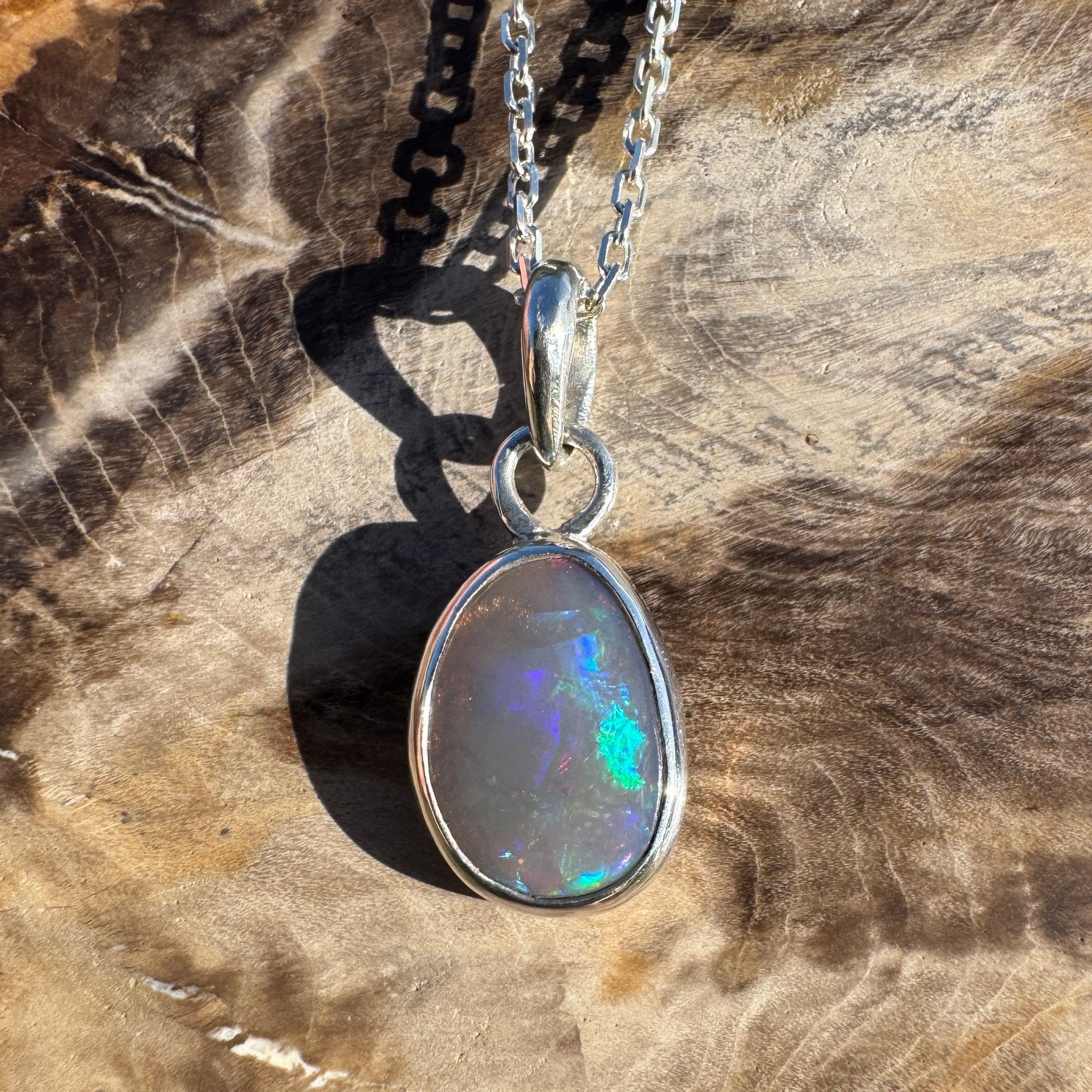 1.1ct Lightning Ridge Dark Crystal Opal Pendant Necklace ~ 'Macquarie Shimmer' | 925 Sterling Silver | Solid Australian Opal