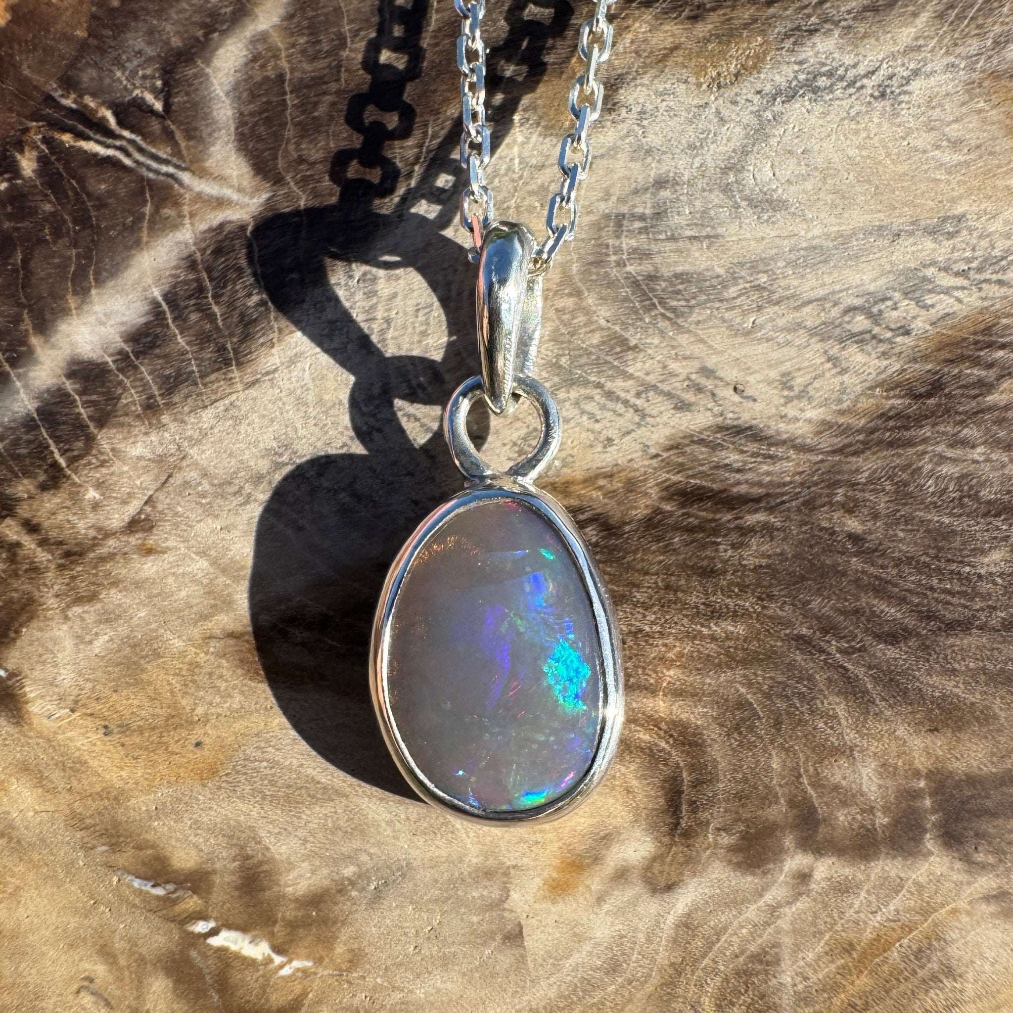 1.1ct Lightning Ridge Dark Crystal Opal Pendant Necklace ~ 'Macquarie Shimmer' | 925 Sterling Silver | Solid Australian Opal