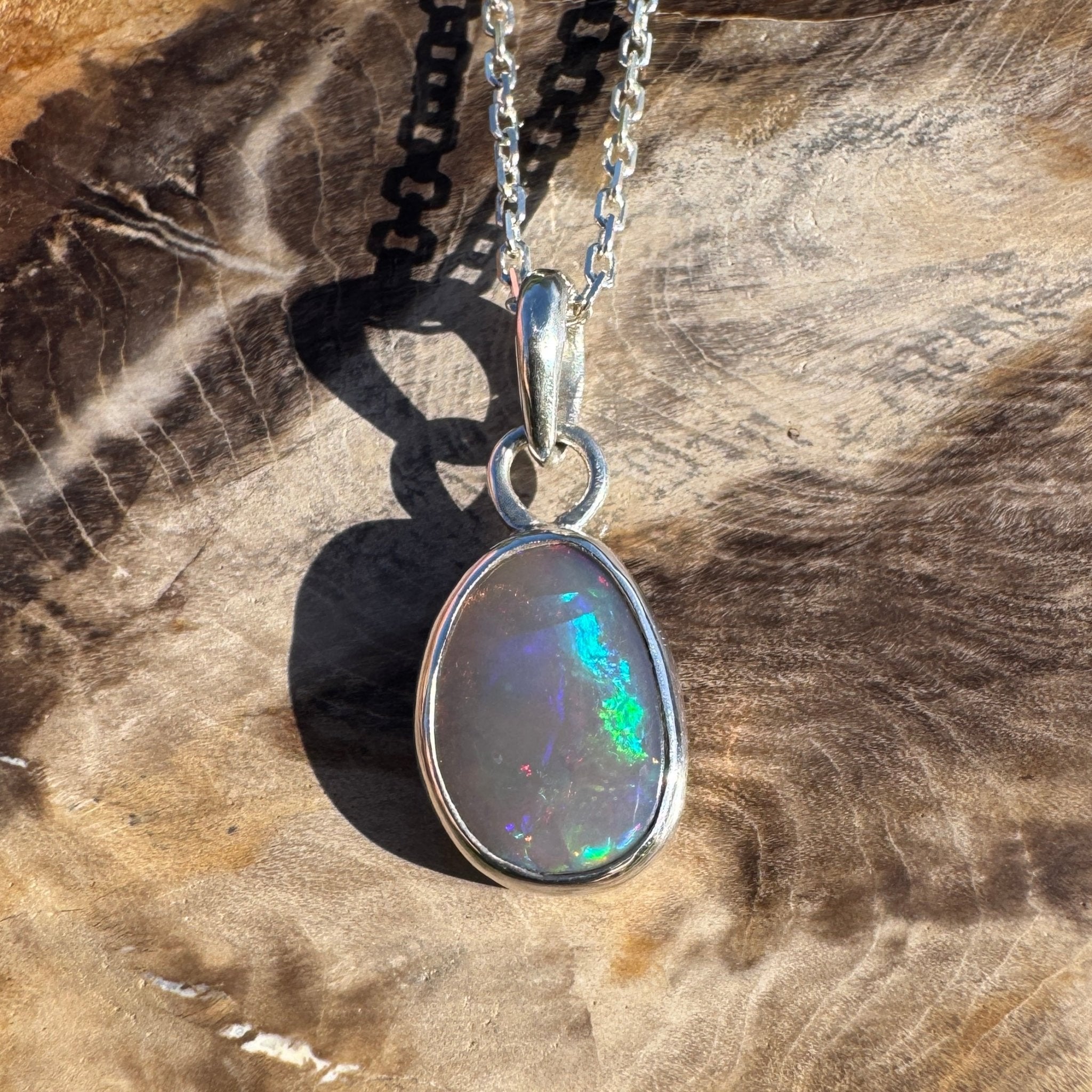 1.1ct Lightning Ridge Dark Crystal Opal Pendant Necklace ~ 'Macquarie Shimmer' | 925 Sterling Silver | Solid Australian Opal