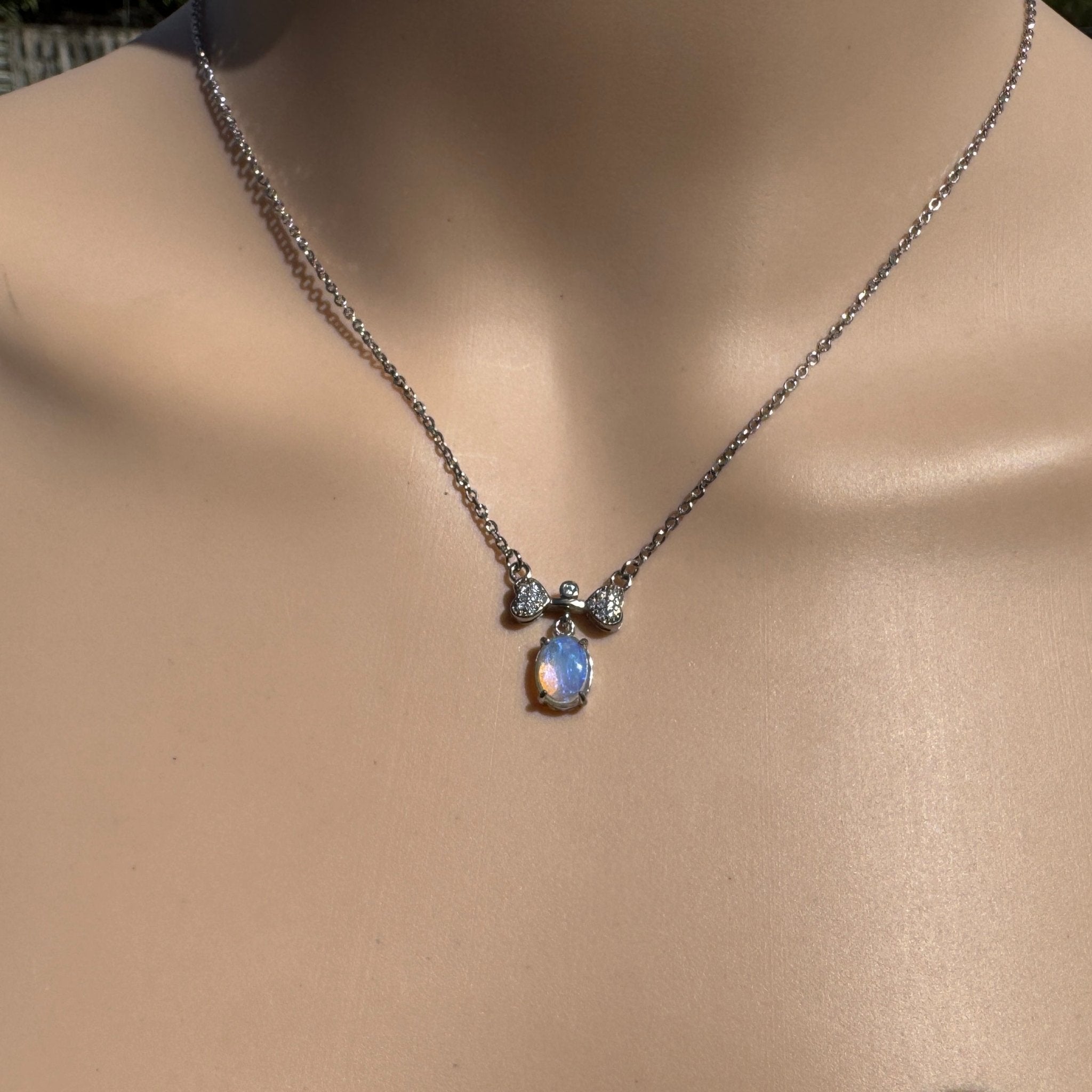 1.1ct Lightning Ridge Opal & Cubic Zirconia Pendant Necklace ~ 'Port Douglas Dream' | 925 Sterling Silver | Solid Australian Opal