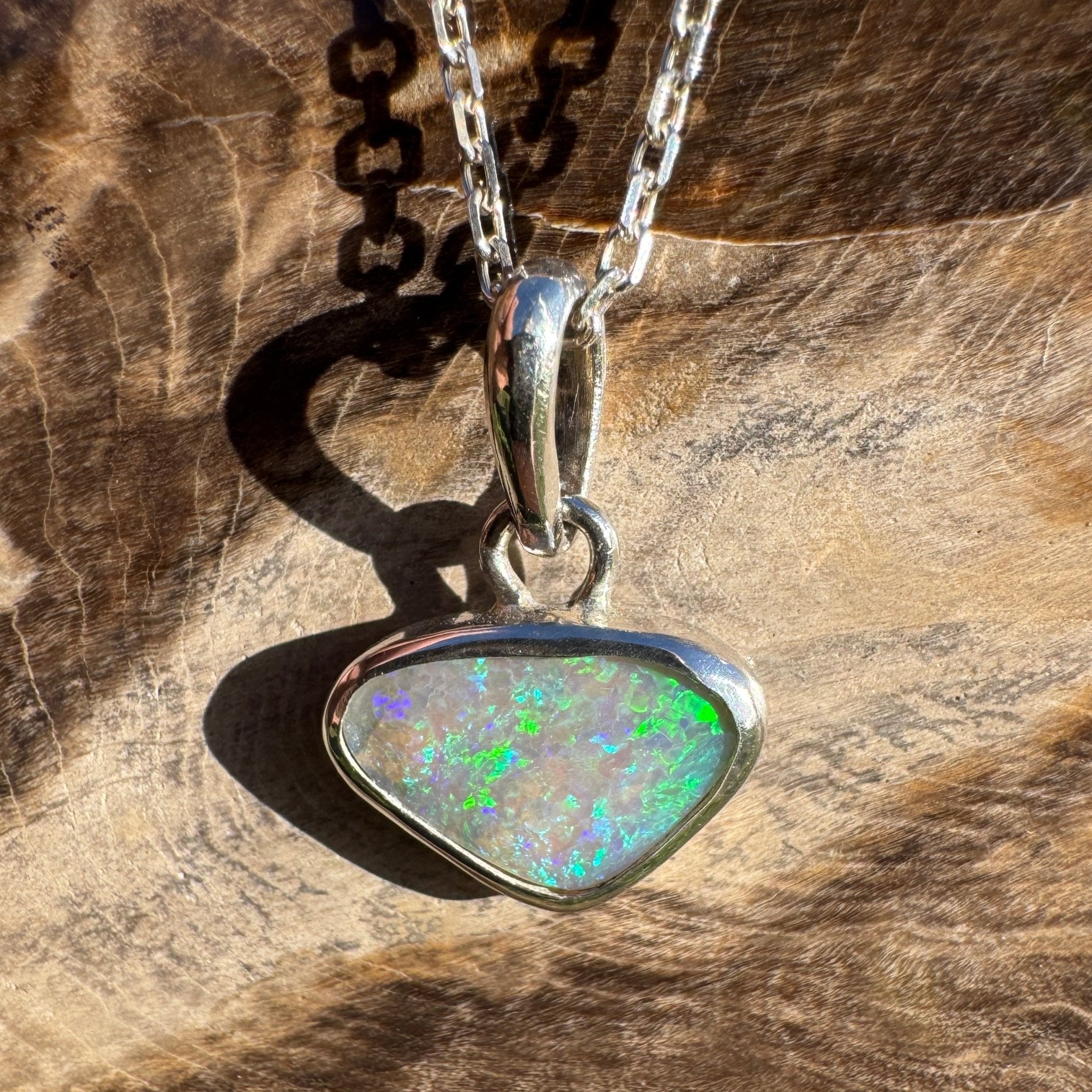 1.1ct Lightning Ridge Opal Pendant Necklace ~ 'Gwydir Mist' | 925 Sterling Silver | Solid Australian Opal