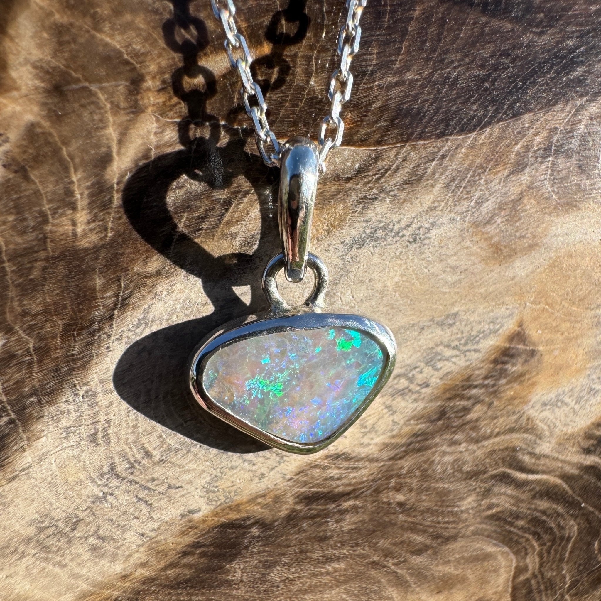 1.1ct Lightning Ridge Opal Pendant Necklace ~ 'Gwydir Mist' | 925 Sterling Silver | Solid Australian Opal