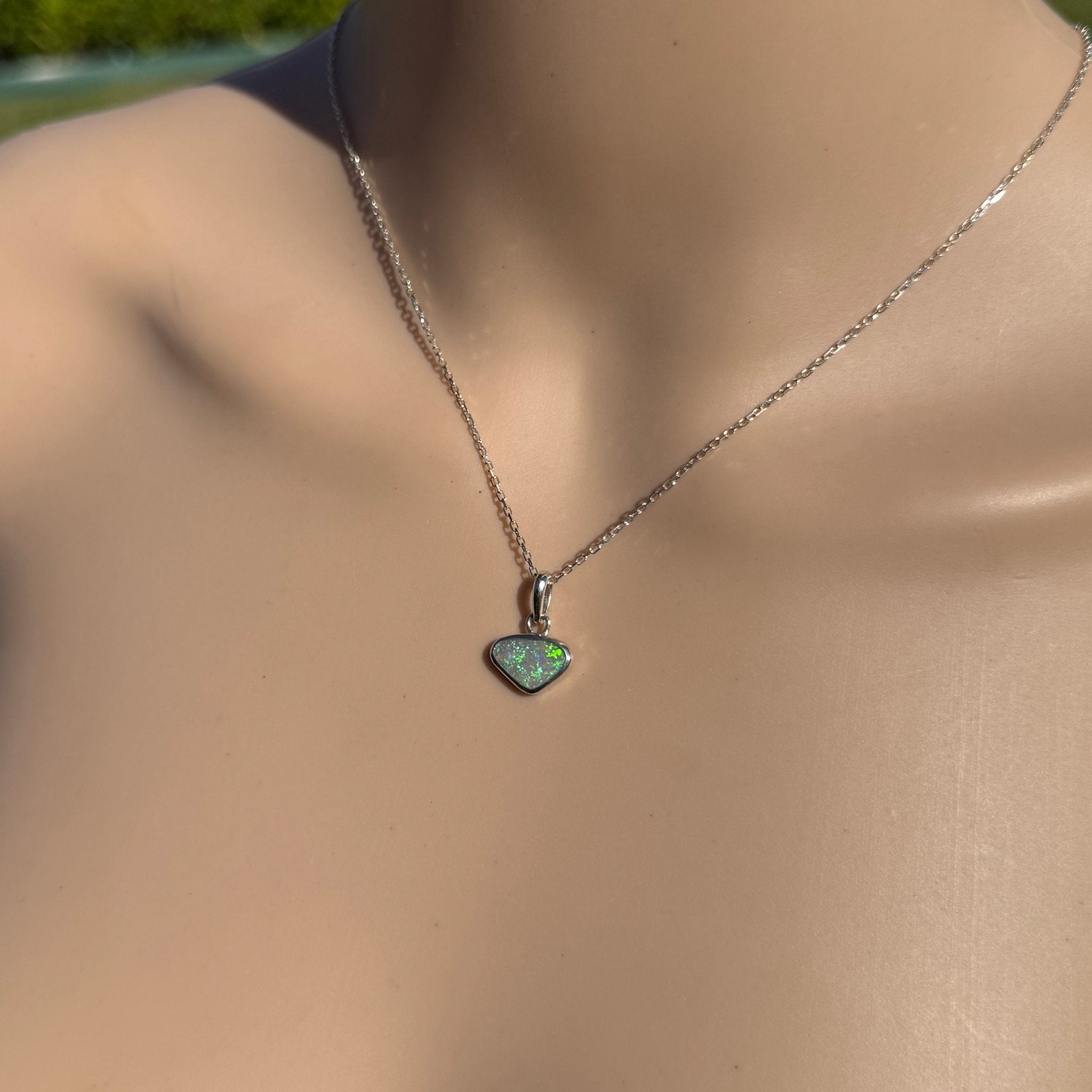 1.1ct Lightning Ridge Opal Pendant Necklace ~ 'Gwydir Mist' | 925 Sterling Silver | Solid Australian Opal