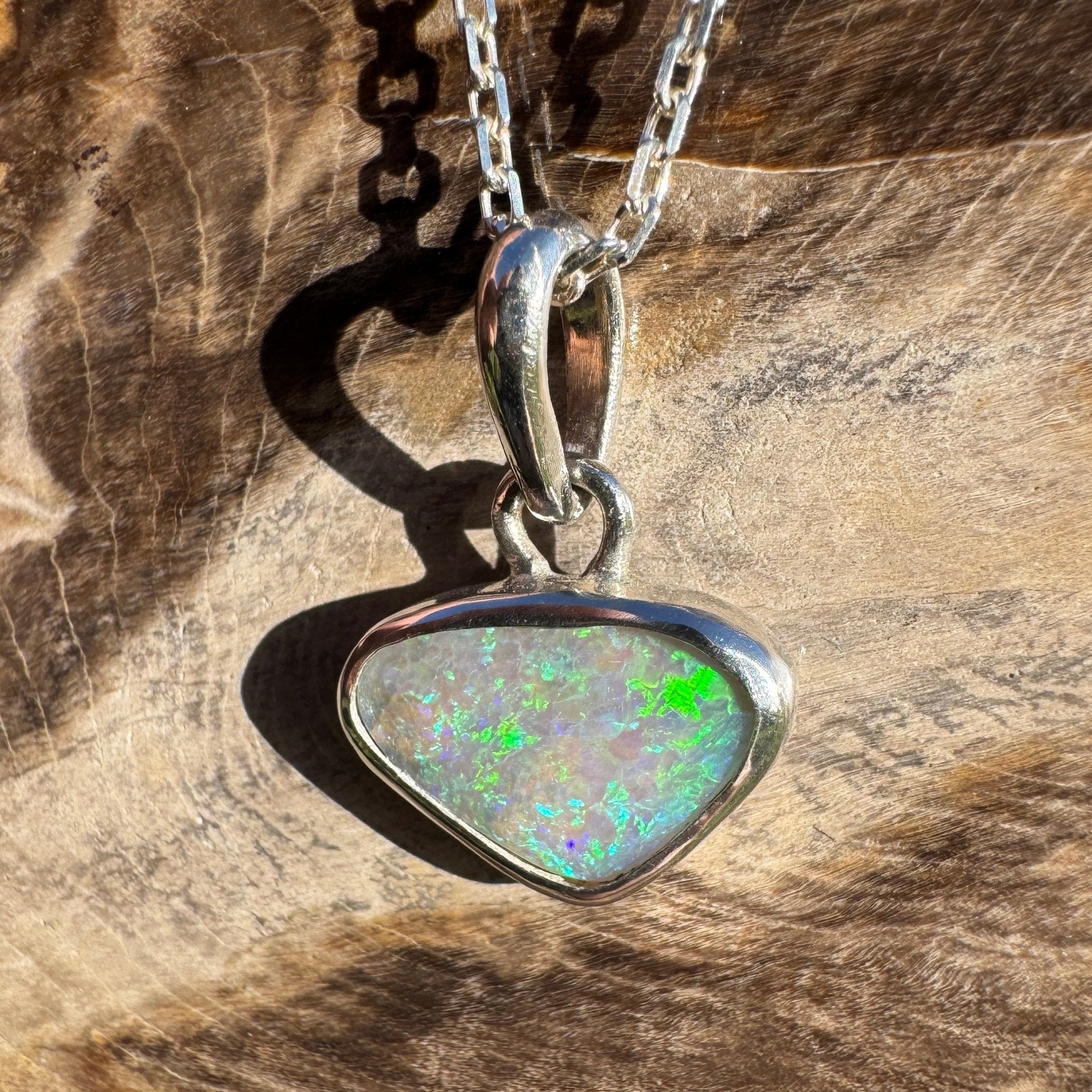 1.1ct Lightning Ridge Opal Pendant Necklace ~ 'Gwydir Mist' | 925 Sterling Silver | Solid Australian Opal