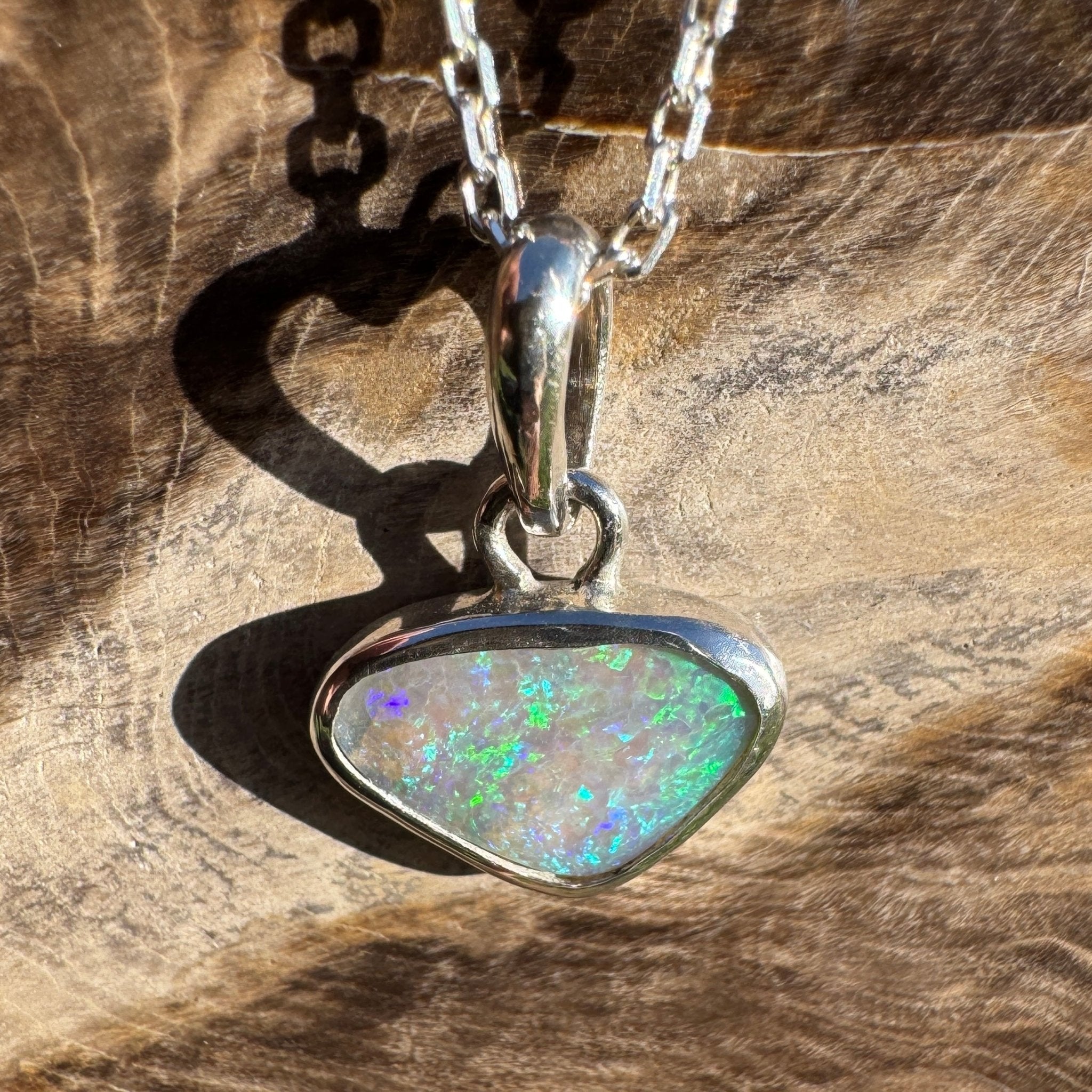 1.1ct Lightning Ridge Opal Pendant Necklace ~ 'Gwydir Mist' | 925 Sterling Silver | Solid Australian Opal