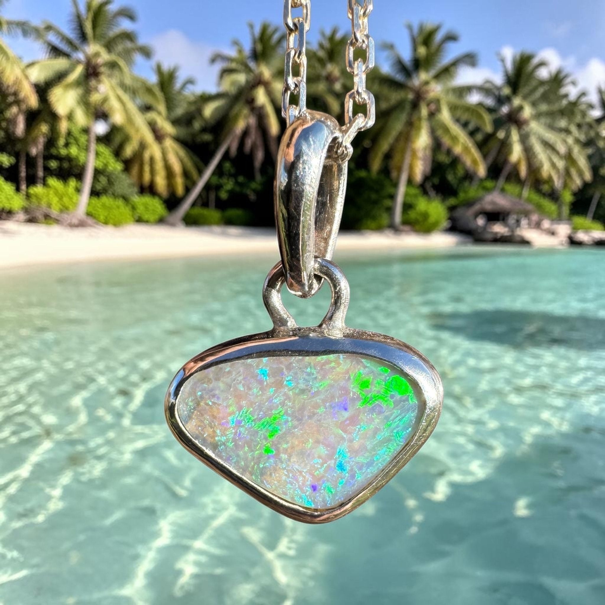 1.1ct Lightning Ridge Opal Pendant Necklace ~ 'Gwydir Mist' | 925 Sterling Silver | Solid Australian Opal