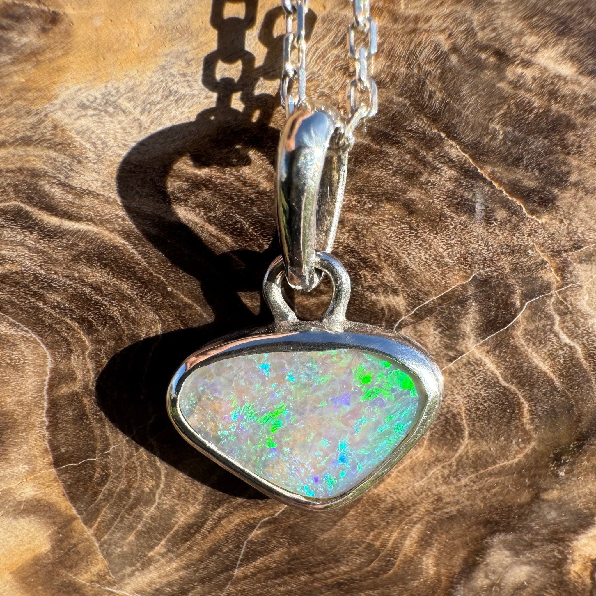 1.1ct Lightning Ridge Opal Pendant Necklace ~ 'Gwydir Mist' | 925 Sterling Silver | Solid Australian Opal