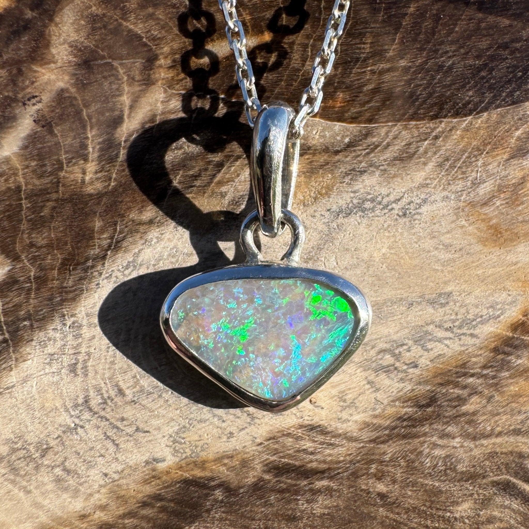 1.1ct Lightning Ridge Opal Pendant Necklace ~ 'Gwydir Mist' | 925 Sterling Silver | Solid Australian Opal