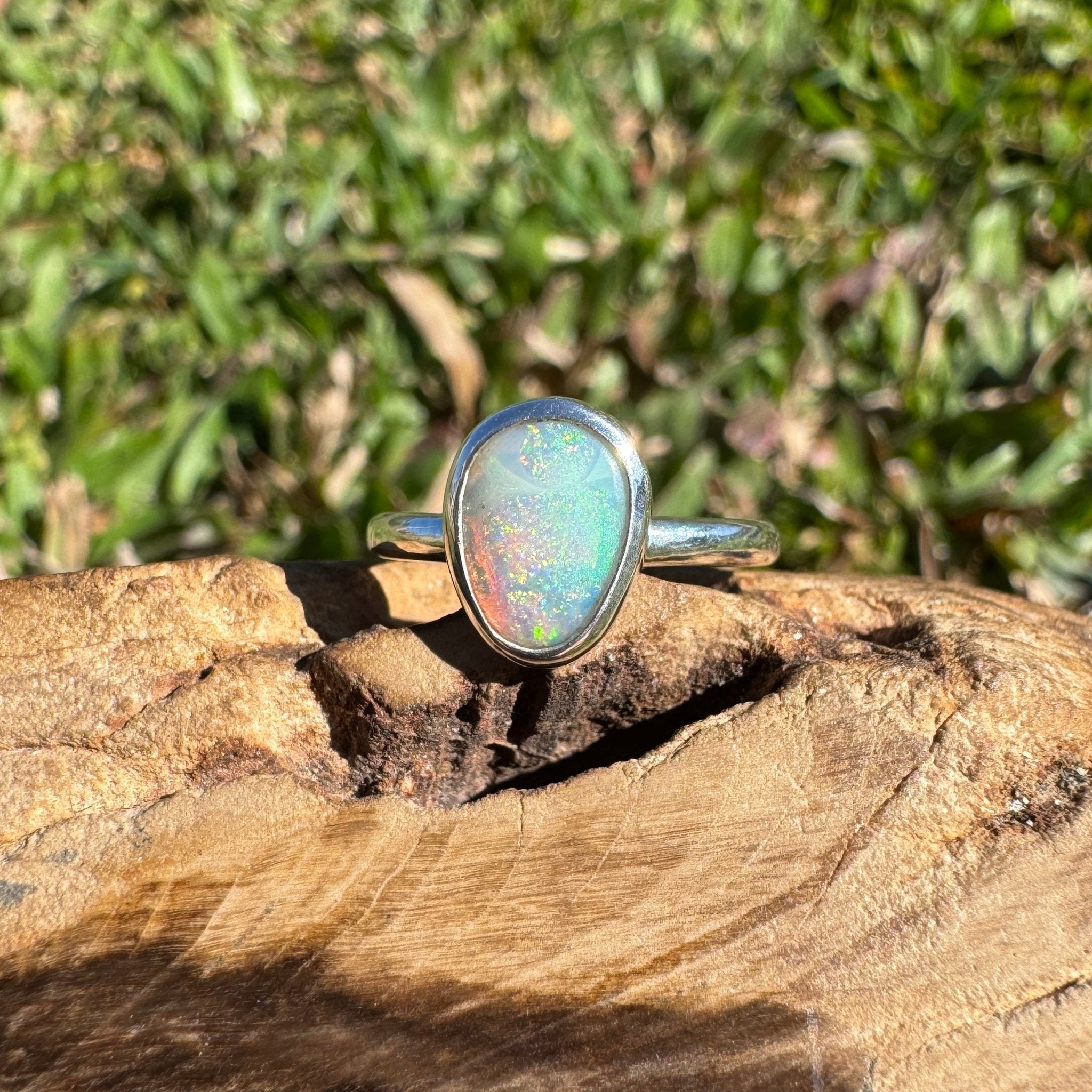 1.1ct Lightning Ridge Opal Ring ~ 'Whitehaven Green' | 925 Sterling Silver | Solid Australian Opal