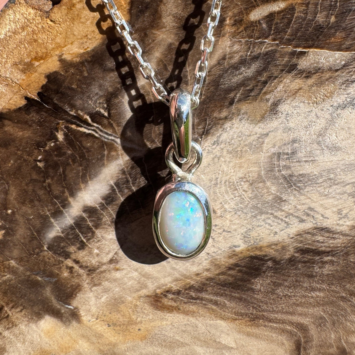 1.1ct Mintabie Opal Pendant Necklace ~ 'Gosses Bluff Cosmos' | 925 Sterling Silver | Solid Australian Opal