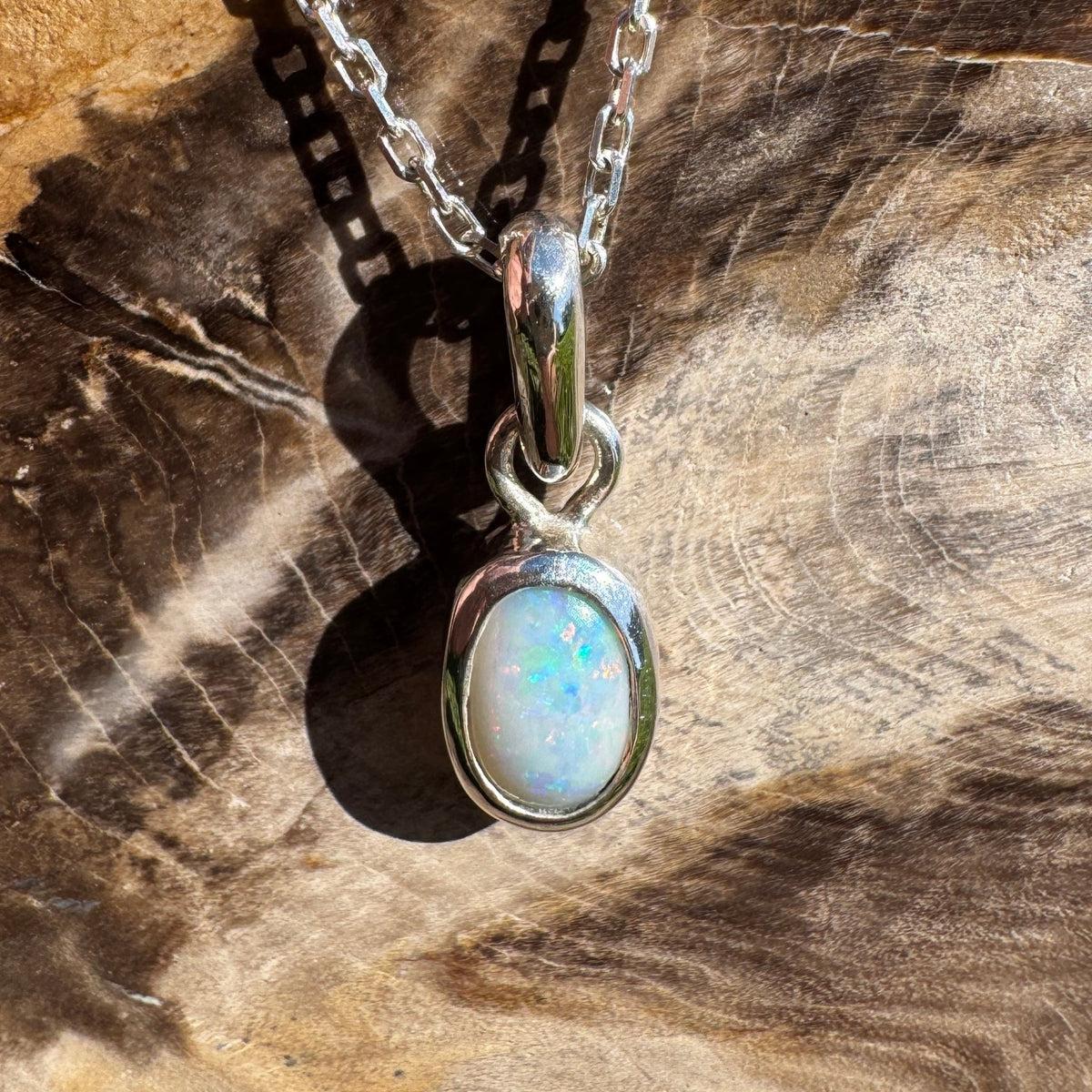 1.1ct Mintabie Opal Pendant Necklace ~ 'Gosses Bluff Cosmos' | 925 Sterling Silver | Solid Australian Opal