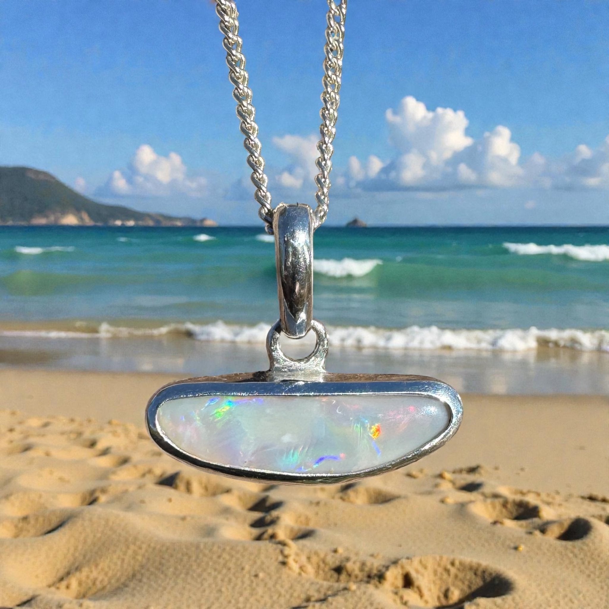 1.27ct Lightning Ridge Opal Pendant Necklace ~ 'Loch Ard Luminescence' | 925 Sterling Silver | Solid Australian Opal