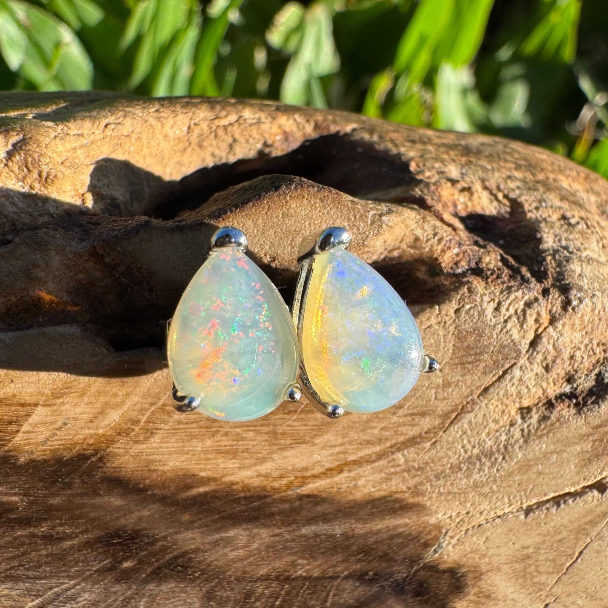 1.2ct Coober Pedy Opal Earrings ~ 'Esperance Ethereal' | 925 Sterling Silver | Solid Australian Opal