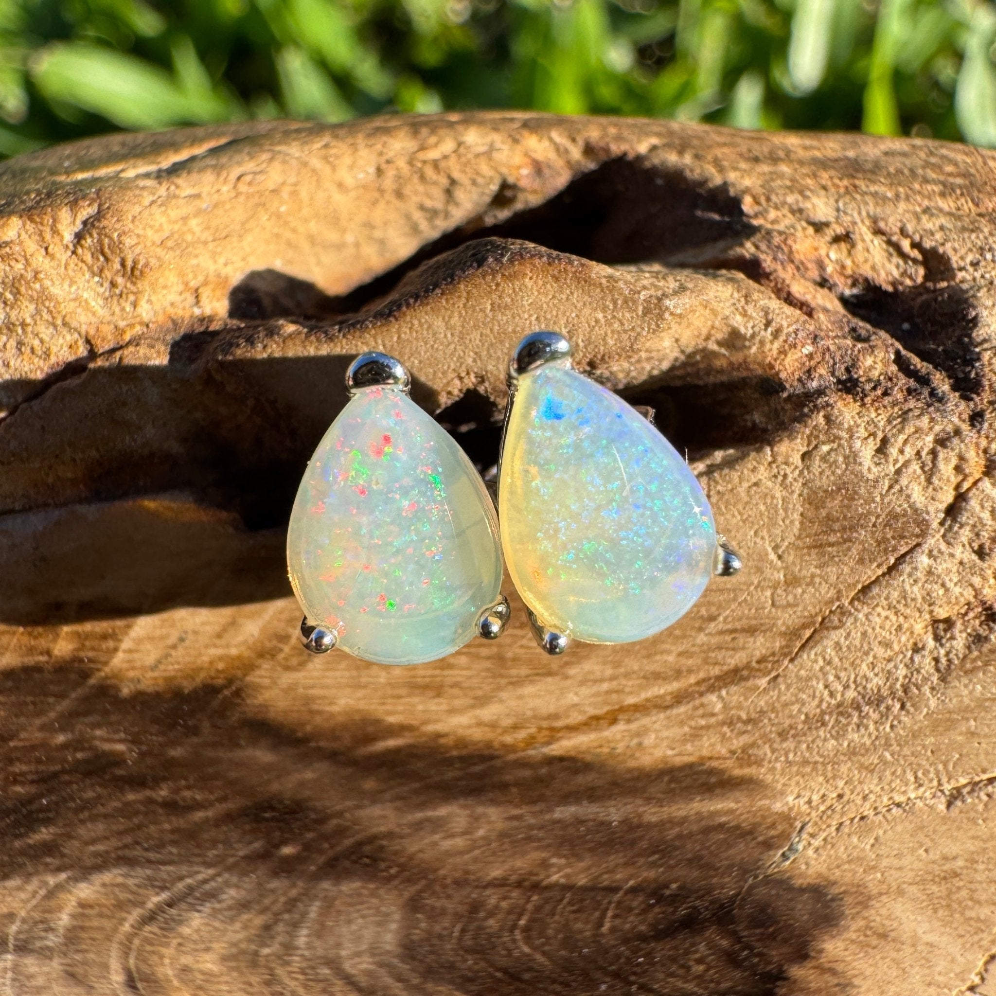 1.2ct Coober Pedy Opal Earrings ~ 'Esperance Ethereal' | 925 Sterling Silver | Solid Australian Opal